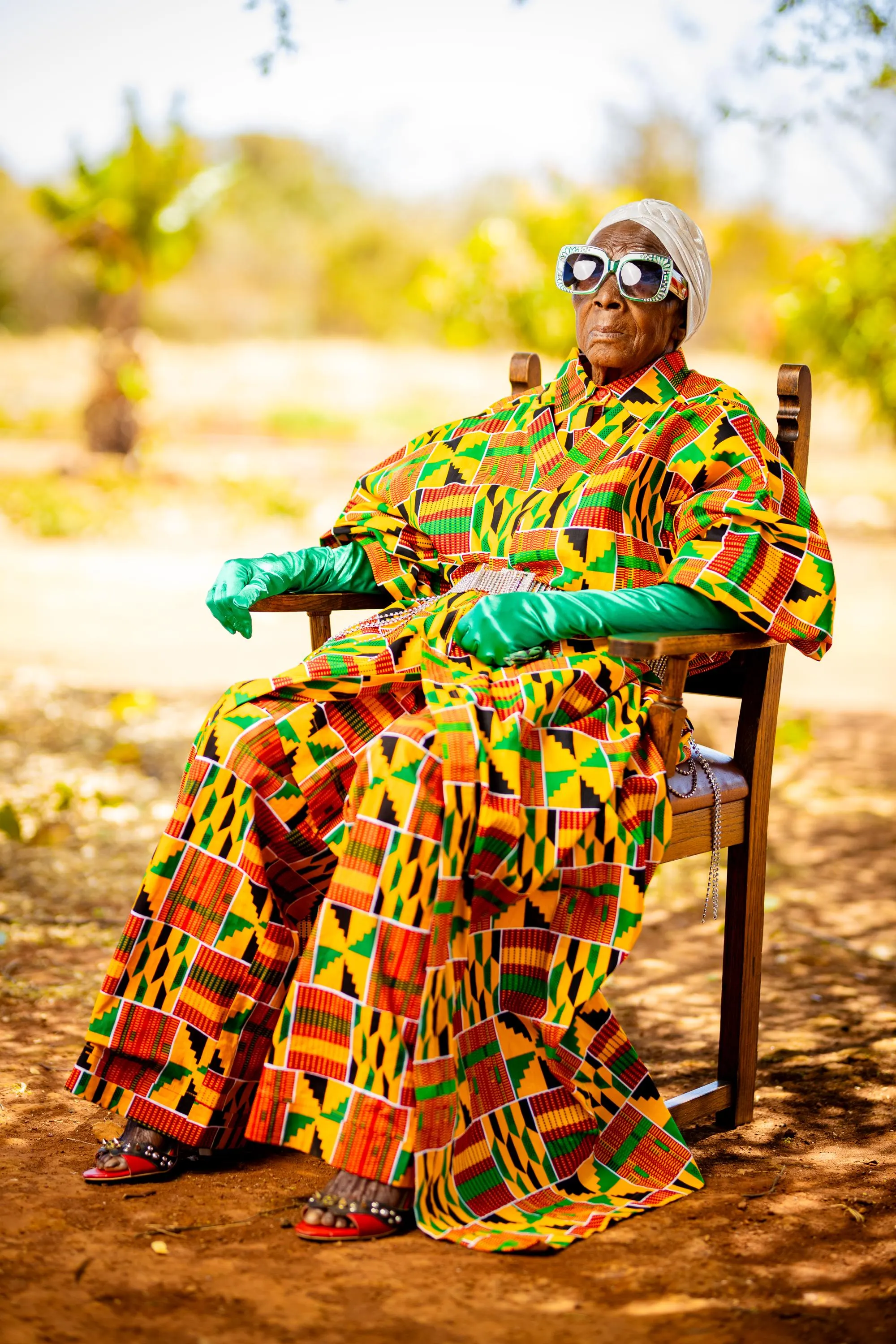 Kenny Kente Ankara African Print Maxi Shirt Dress and Hat Size M-2XL/8-18USA - image 4