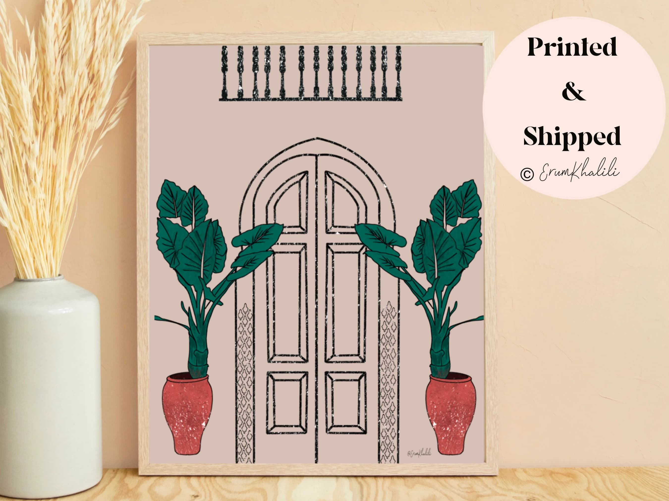 Boho Wall Art | Islamic architecture artwork| Istanbul home decor | Modern Gallery | Art Print| Living Room Design | Moroccan Door Drawing