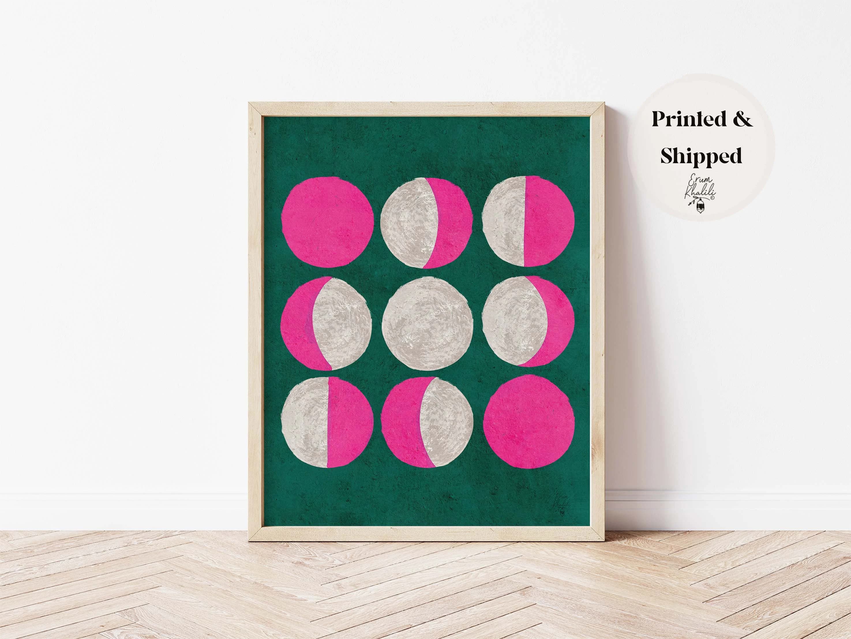 Pop Art Print for Girls Room, Bright Pink Room Decor, Phases of the Moon Celestial Decor, Teen Girl Gift, Trendy Teen Decor, Solar System - image 3