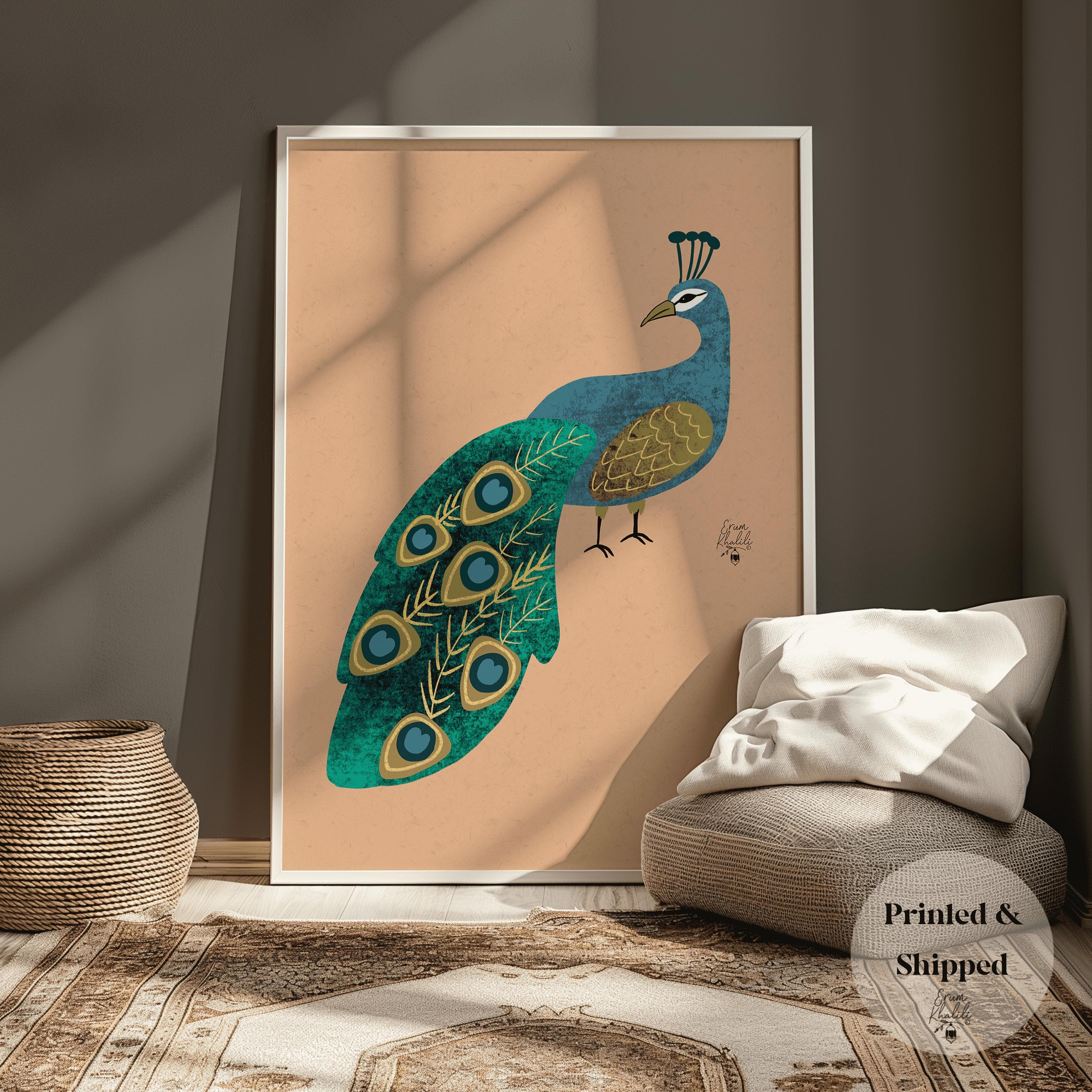 Set of 2 - Peacock and Hummingbird Wall Art Print, Painting, Nature Art, Gallery Wall Art, Animal Artwork, Bird Painting, Modern Wall Decor - image 5