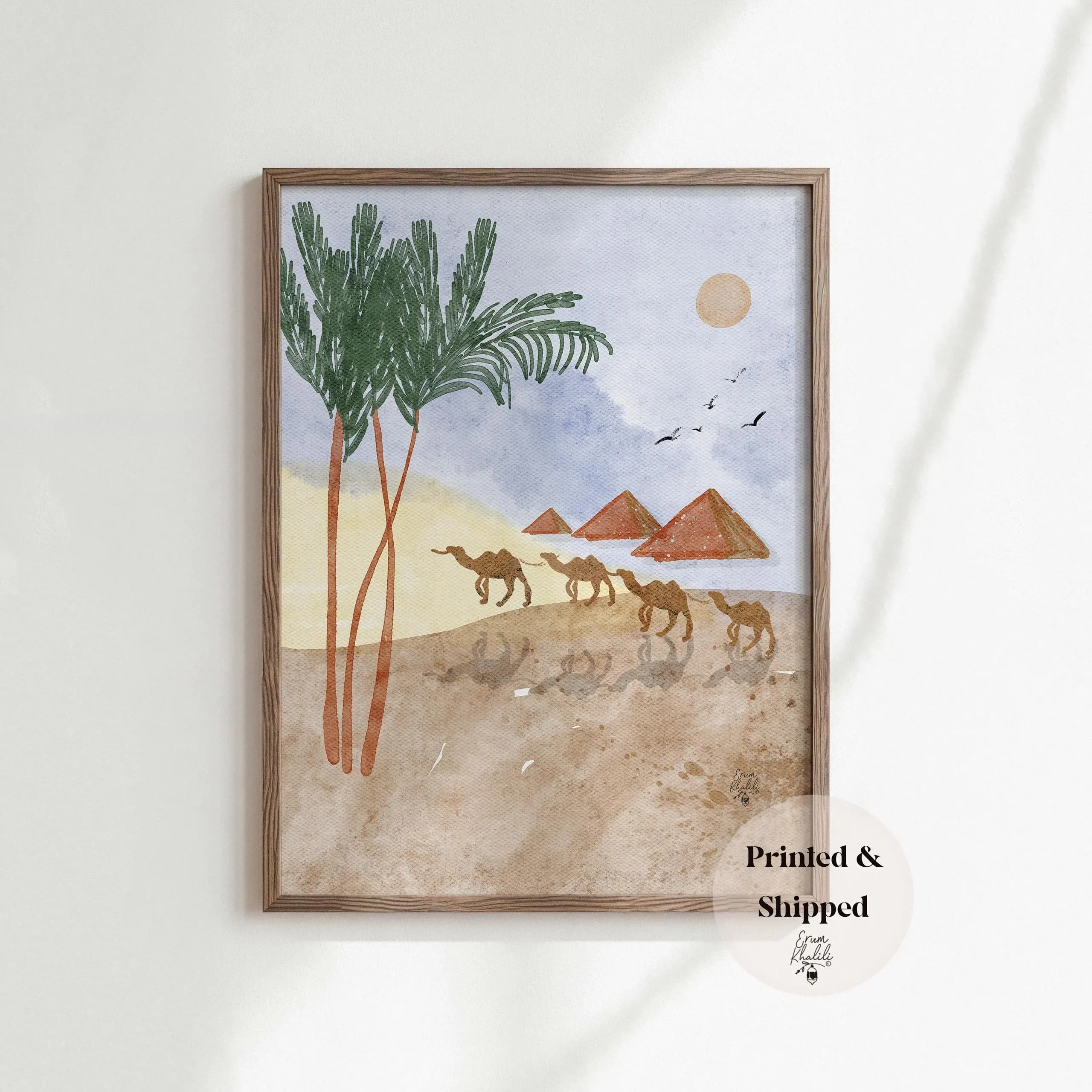 Egypt Watercolor Painting Wall Art, Egyptian Travel Art Print, Middle Eastern Home Decor, Original Painting - image 5