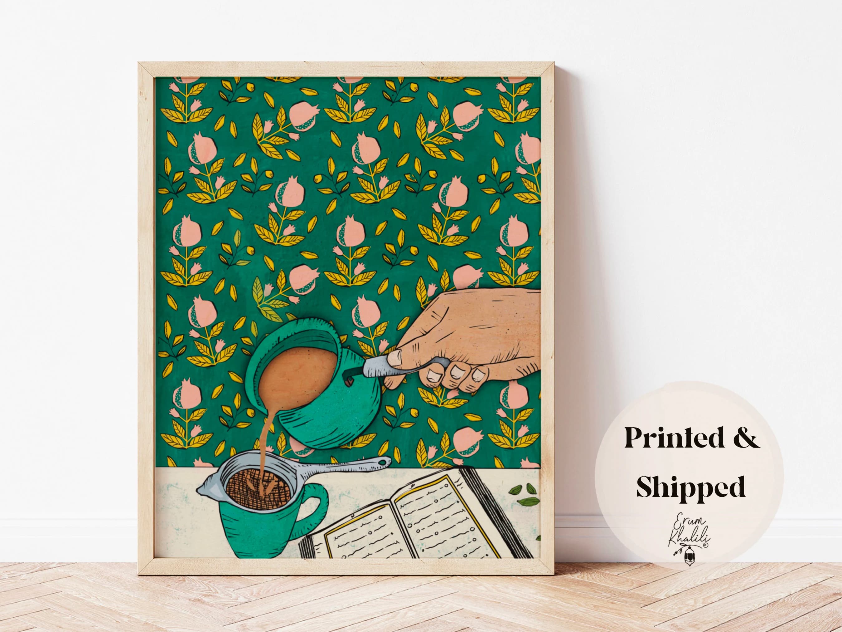 Pakistani Chai Wall Art Print, Desi Tea Kitchen Decor, Green Teapot Artwork, Coffee & Tea Lover Gift - image 3