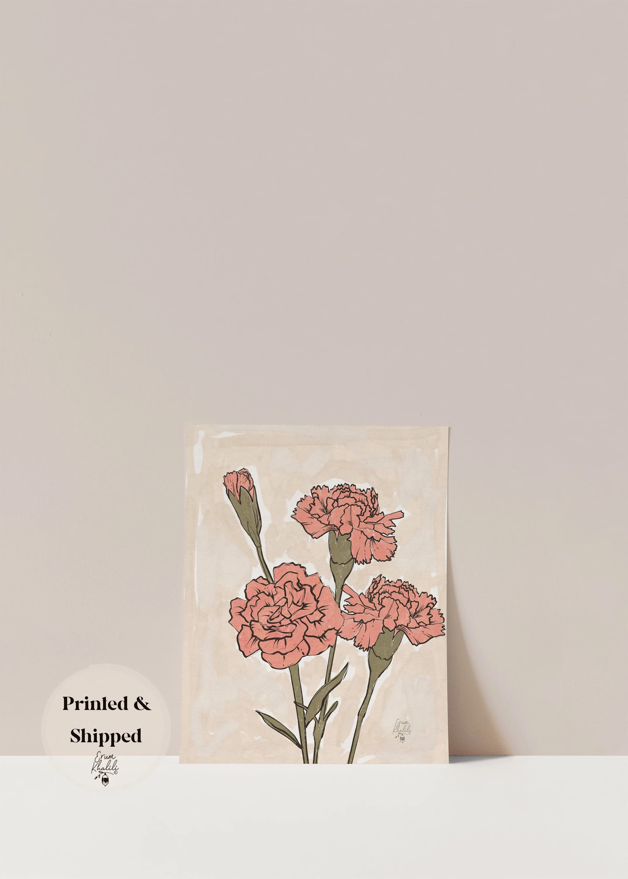 Carnation Flower Painting January Birth Month Flower Print, Birth Flower Family Bouquet, Mothers Day Gift, Nursery art flowers - image 5