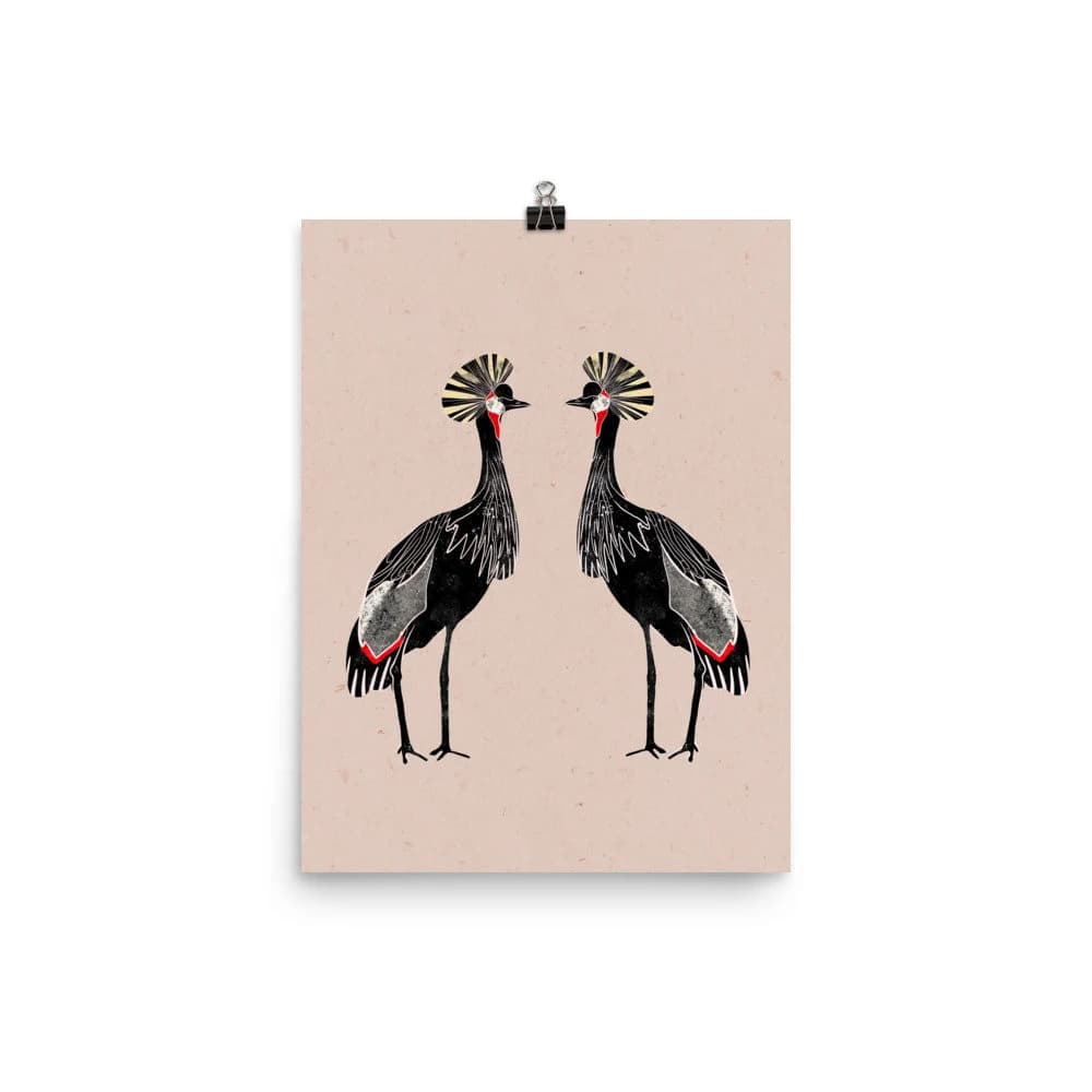 Mid century modern wall art print, Bird artwork, minimal painting, boho chic room, crane illustration, cute nursery wall hanging, ink work - image 3