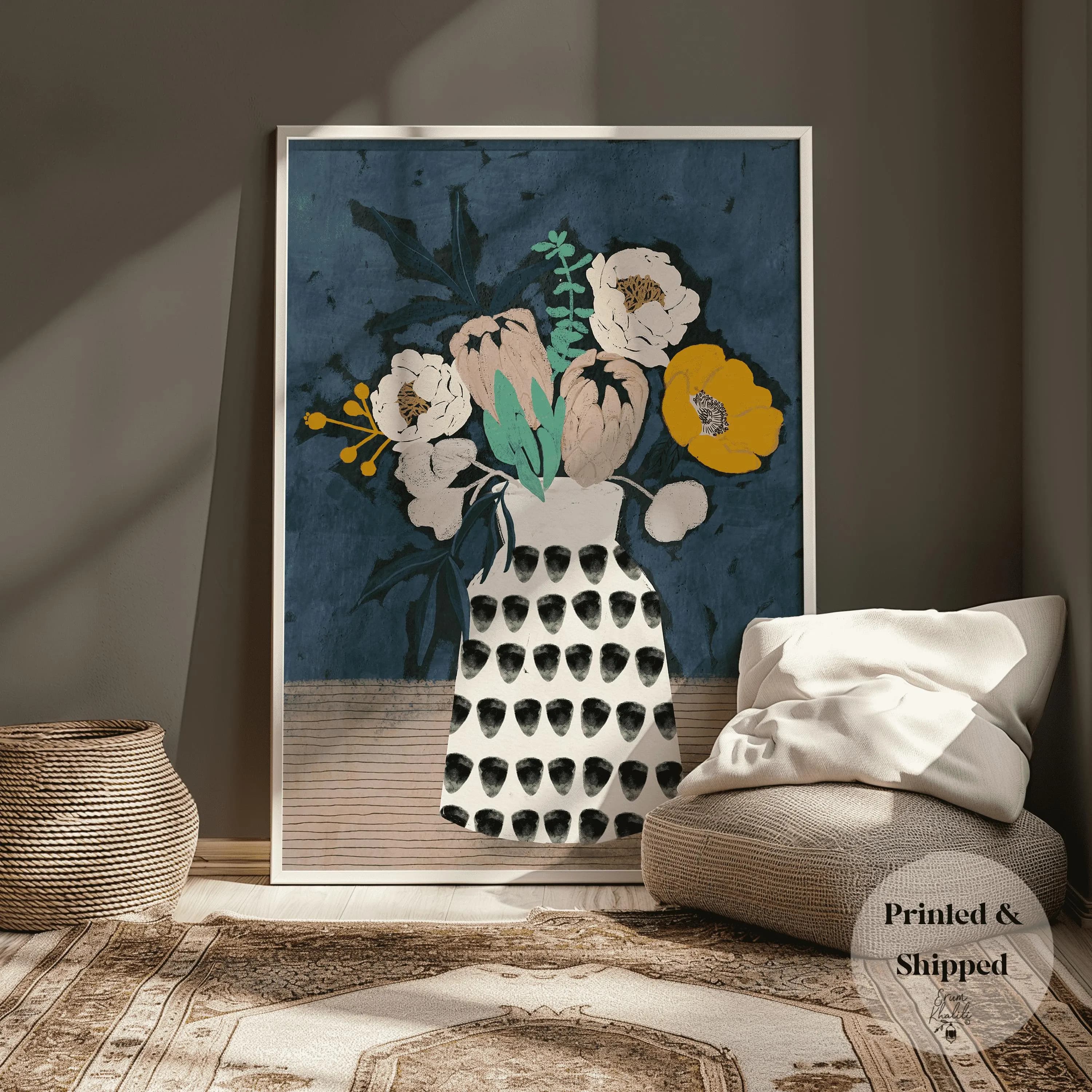 Set of 2 -Floral Artwork, Flower Paintings, Moody Art, Flowers in Vase Drawing, Flower Art Poster, Vintage Wall Art, Protea, Wildflower - image 5