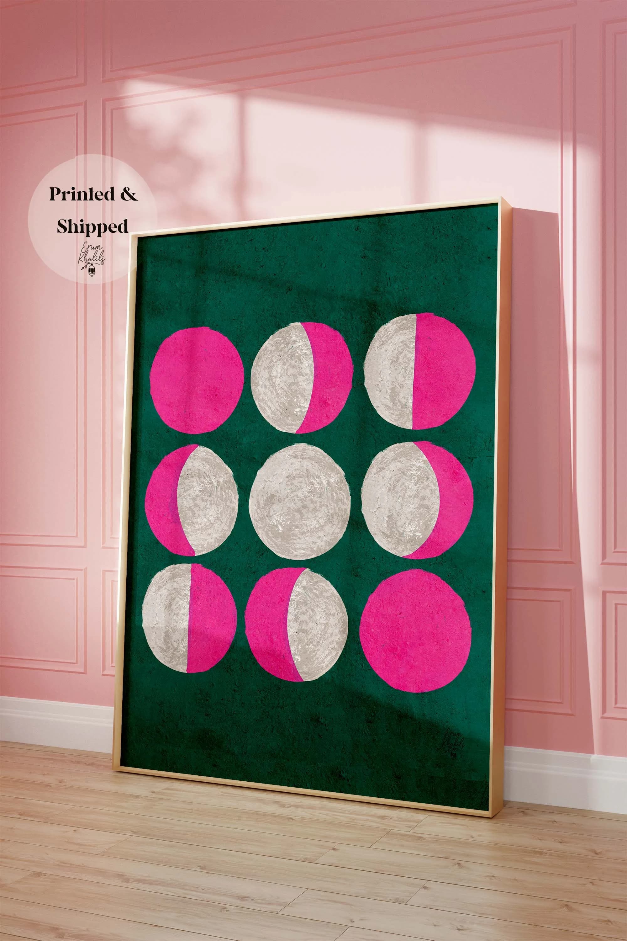 Pop Art Print for Girls Room, Bright Pink Room Decor, Phases of the Moon Celestial Decor, Teen Girl Gift, Trendy Teen Decor, Solar System - image 4