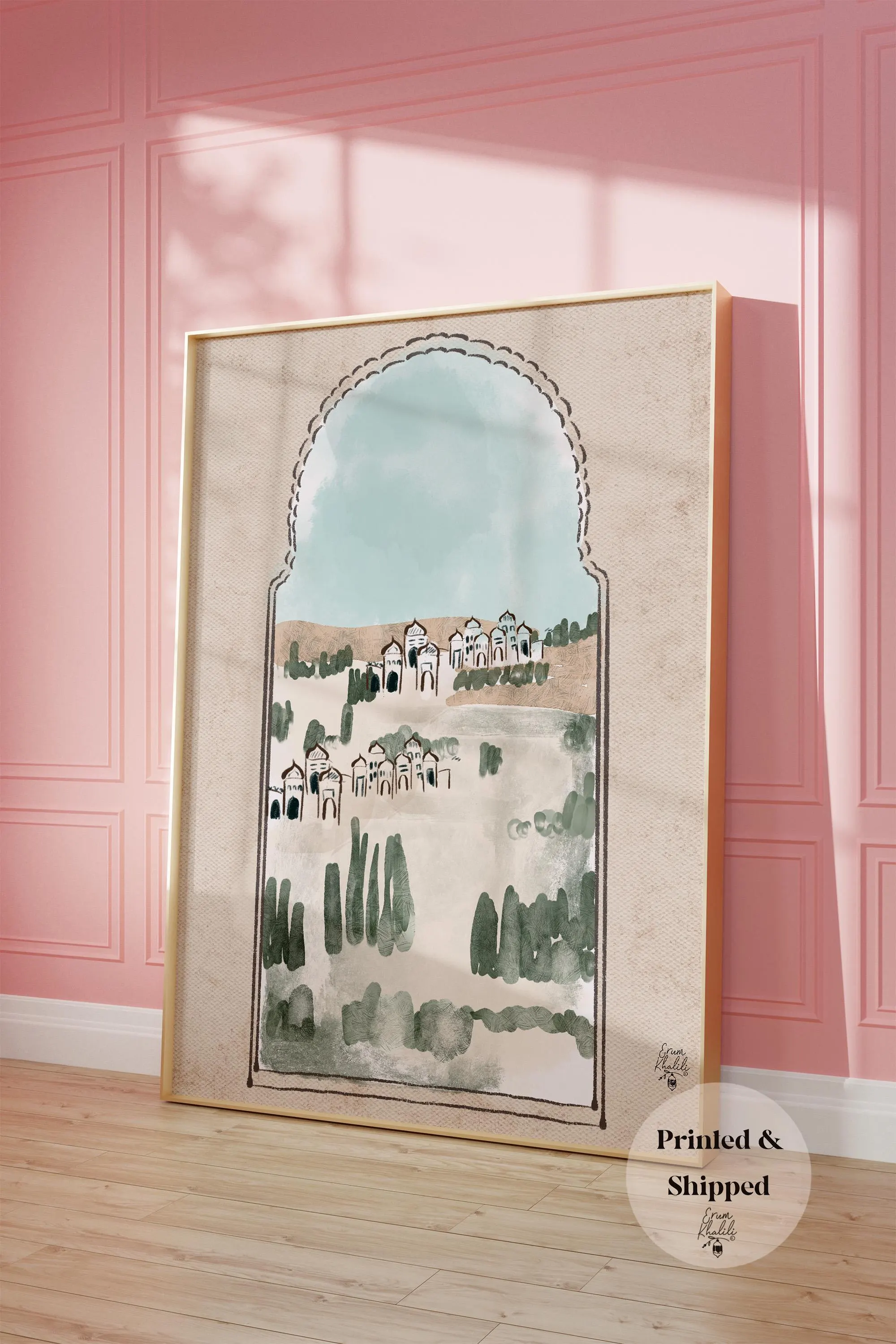 Syria Watercolor Painting Wall Art, Syrian Landscape Travel Art Print, Middle Eastern Home Decor, Original Painting - image 4