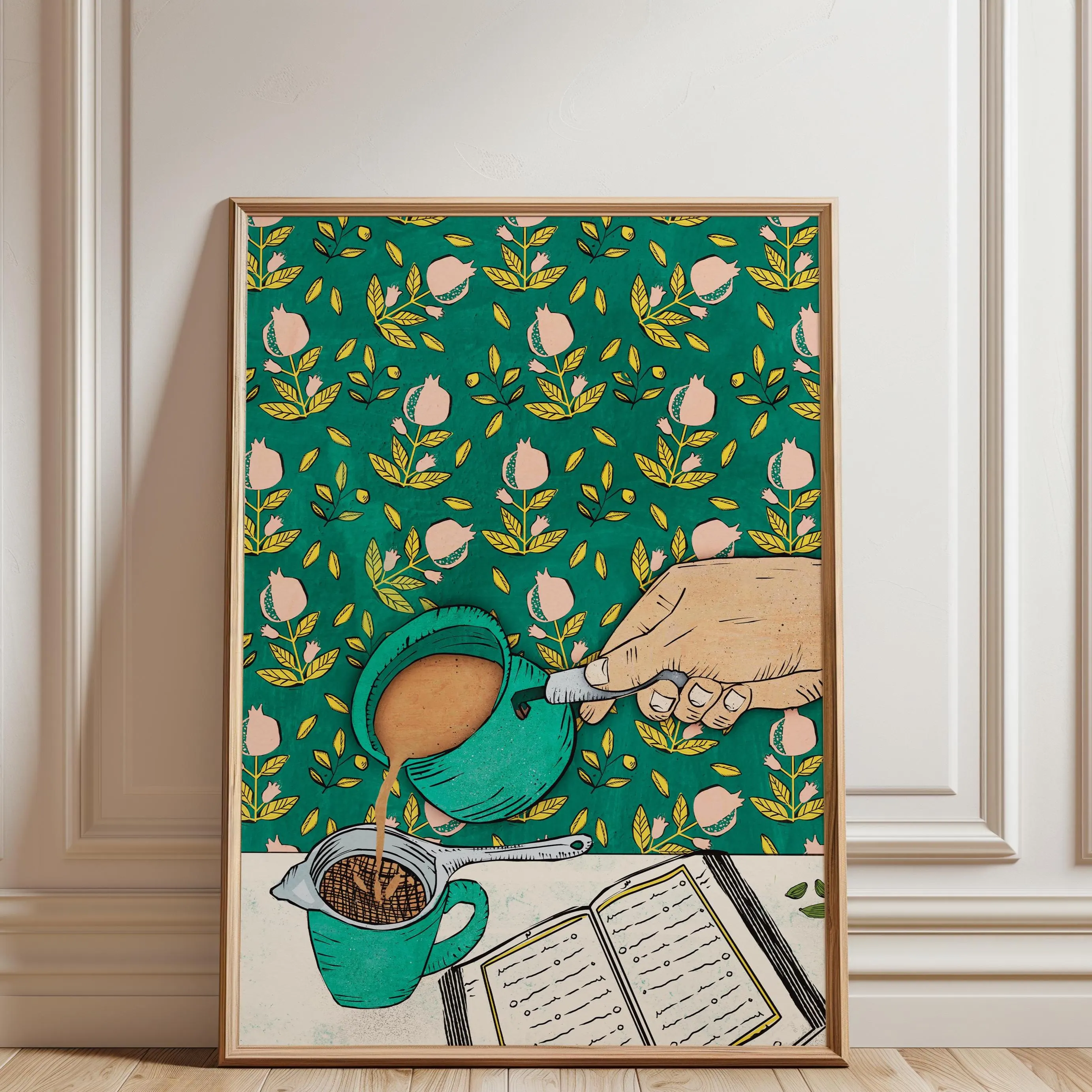 Pakistani Chai Wall Art Print, Desi Tea Kitchen Decor, Green Teapot Artwork, Coffee & Tea Lover Gift - image 5