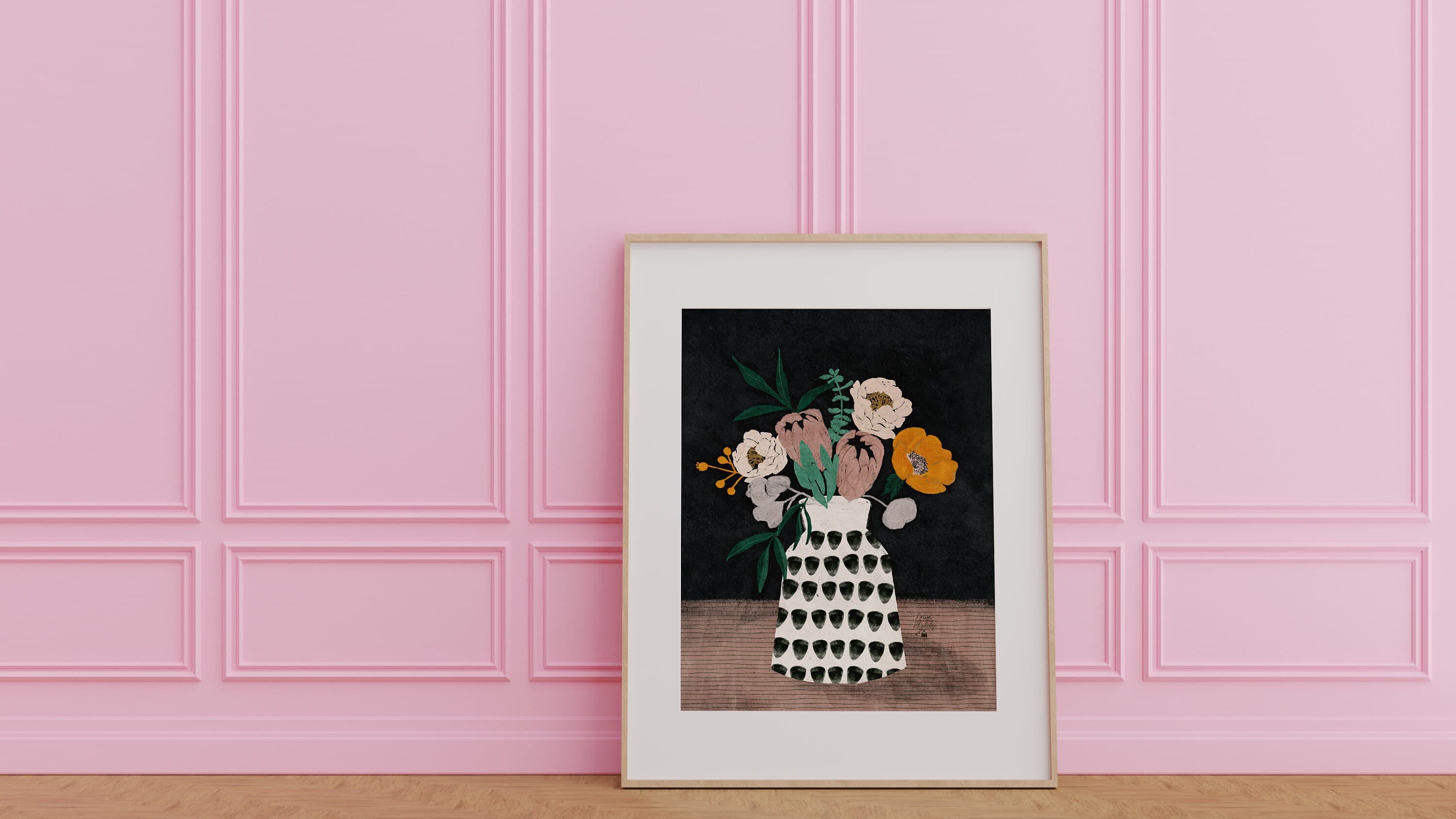Moody modern flowers in vase, art print, giclee printed, wall art, wall hanging, eclectic art, painting, botanical floral design, wildflower - image 5