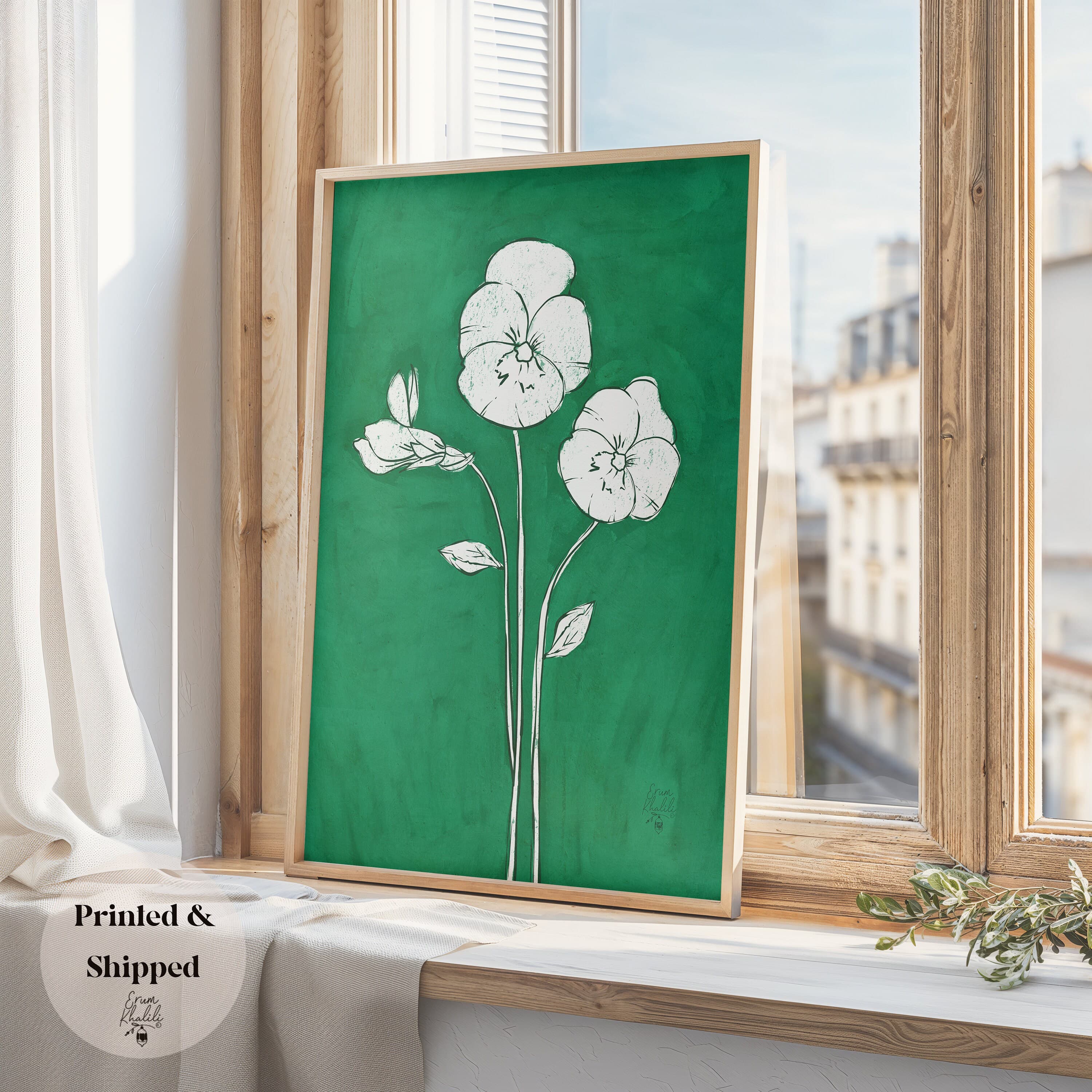Violet flower painting, birth flower bouquet, violet flower artwork, floral art, wall art, minimal flower art, floral painting, february