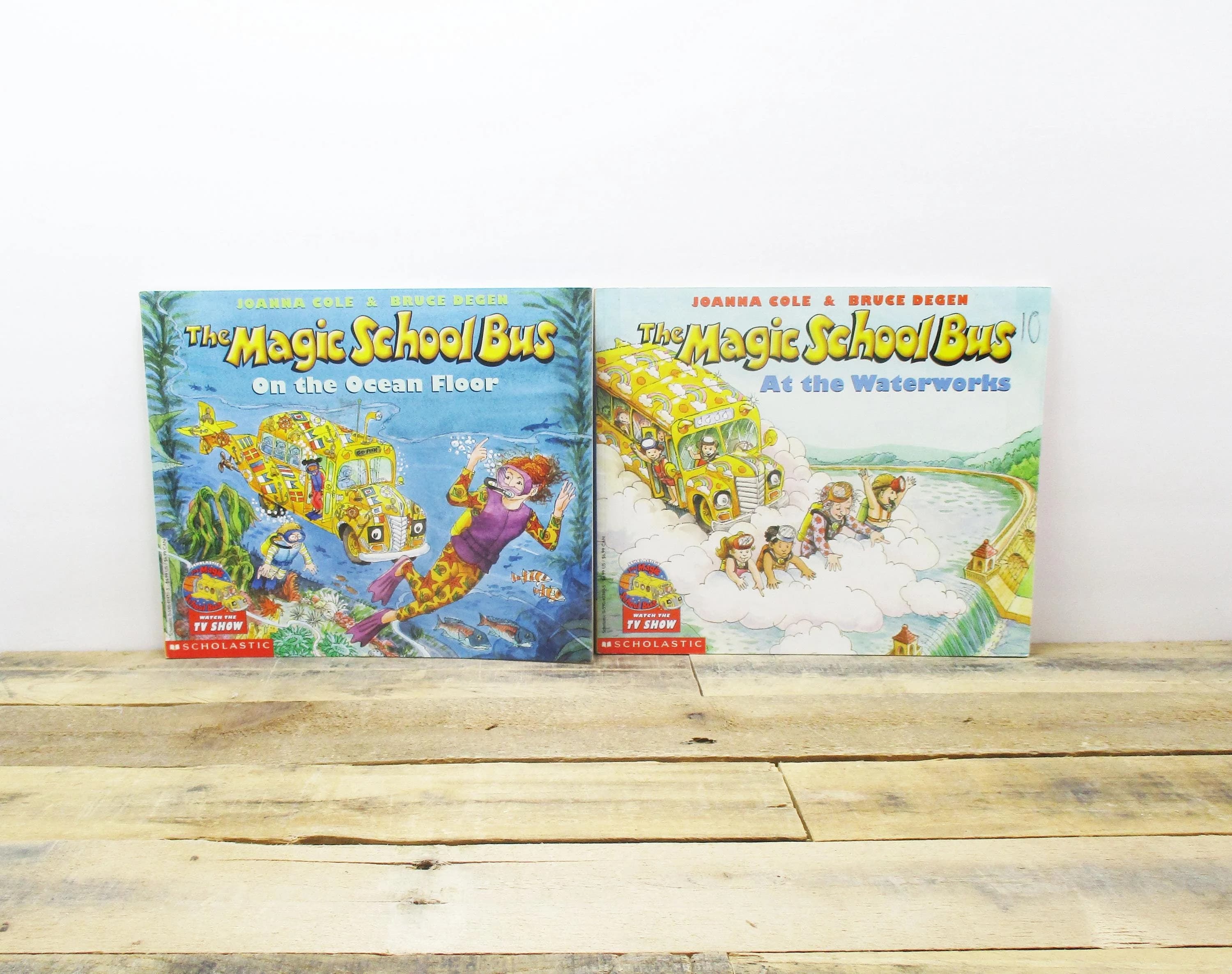 TWO 1990s Magic School Bus Books - 'On the Ocean Floor' and 'At The Waterworks'