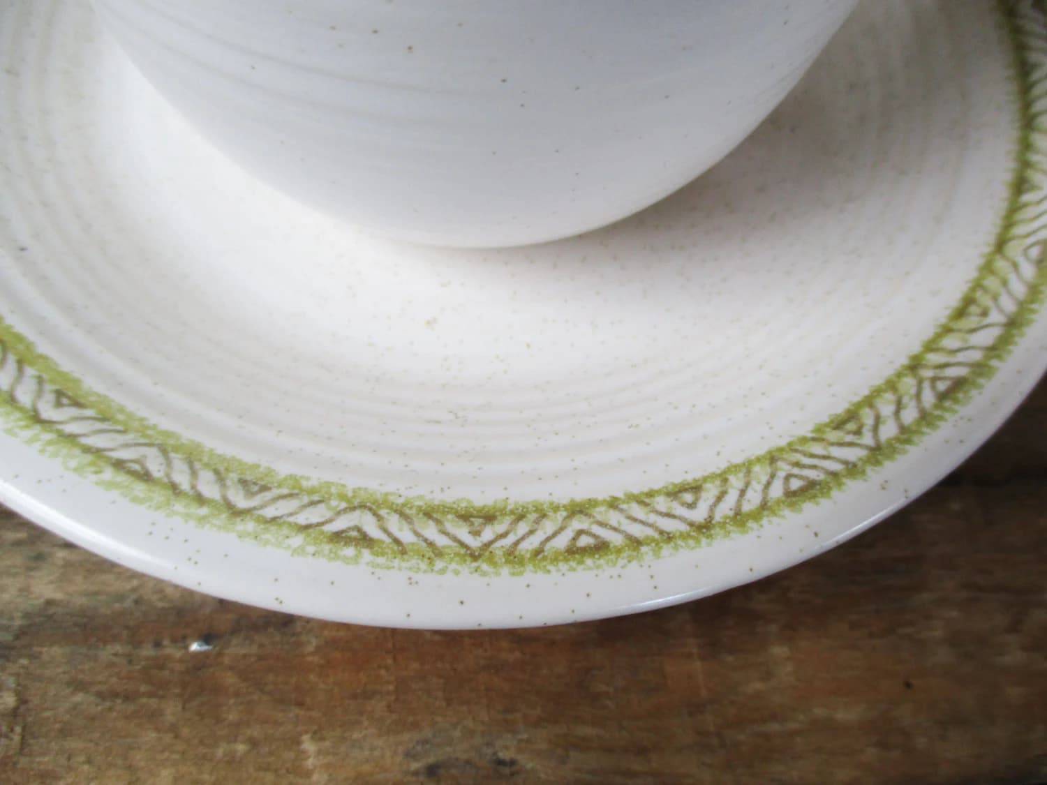 Set of 22 Franciscan Green Hacienda Stoneware Saucers and Mugs. Mid-Century Lime Green and Cream Stoneware Tea or Coffee Set - 11 settings! - image 3