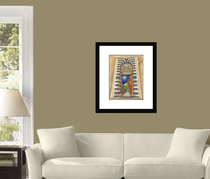 Original painting, Islamic art, Islam Muslim Artwork, Mosque, Syrian Egyptian Architecture, Aleppo Antique city, cityscape realism style - image 2