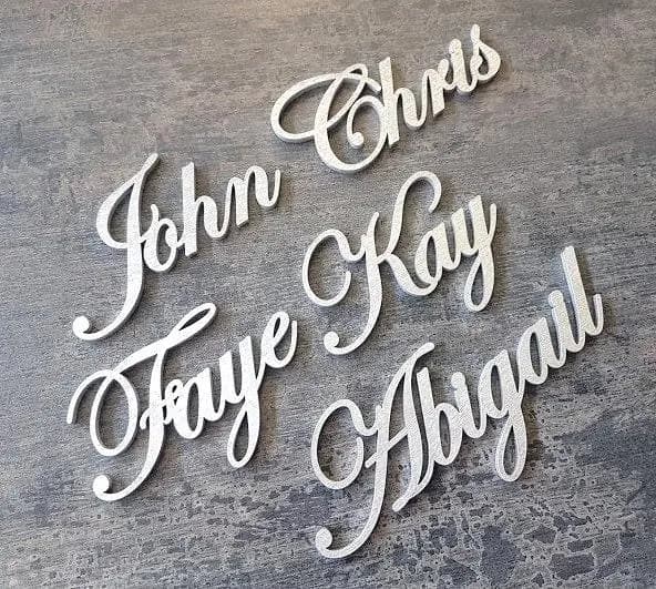 Silver painted place cards, wedding place cards, Silver weddings wood place cards