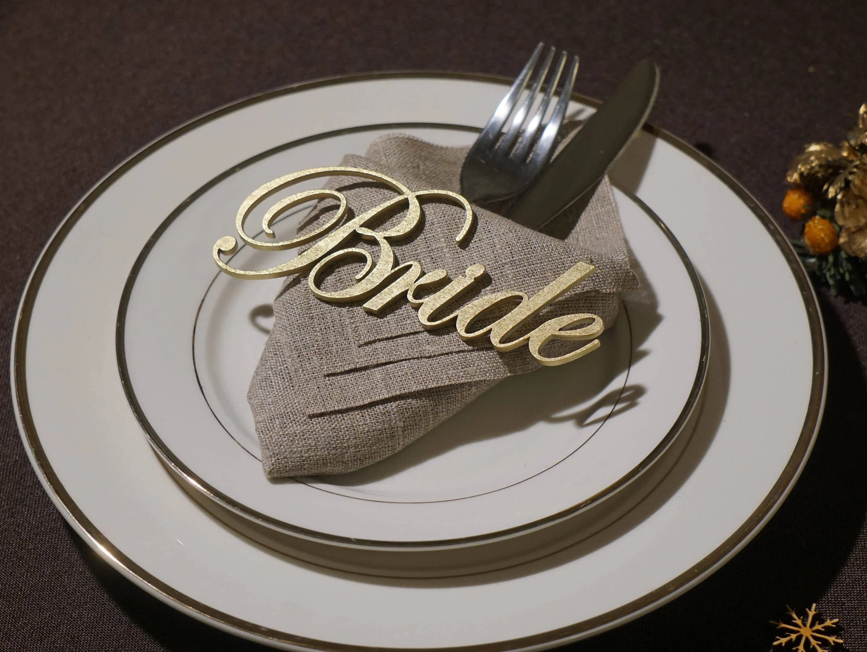 Silver painted place cards, wedding place cards, Silver weddings wood place cards - image 5