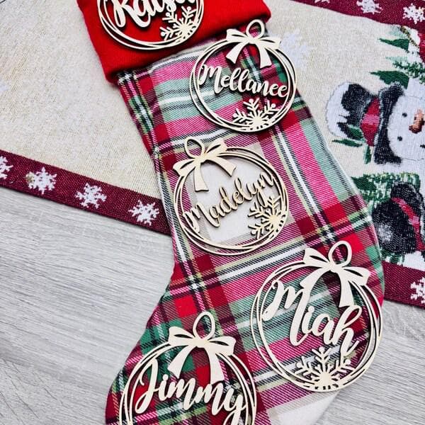 Custom Christmas Bauble Laser cut names Custom CHRISTMAS tree baubles Christmas tree decor personalized ornament, CHRISTMAS gift with name - image 5