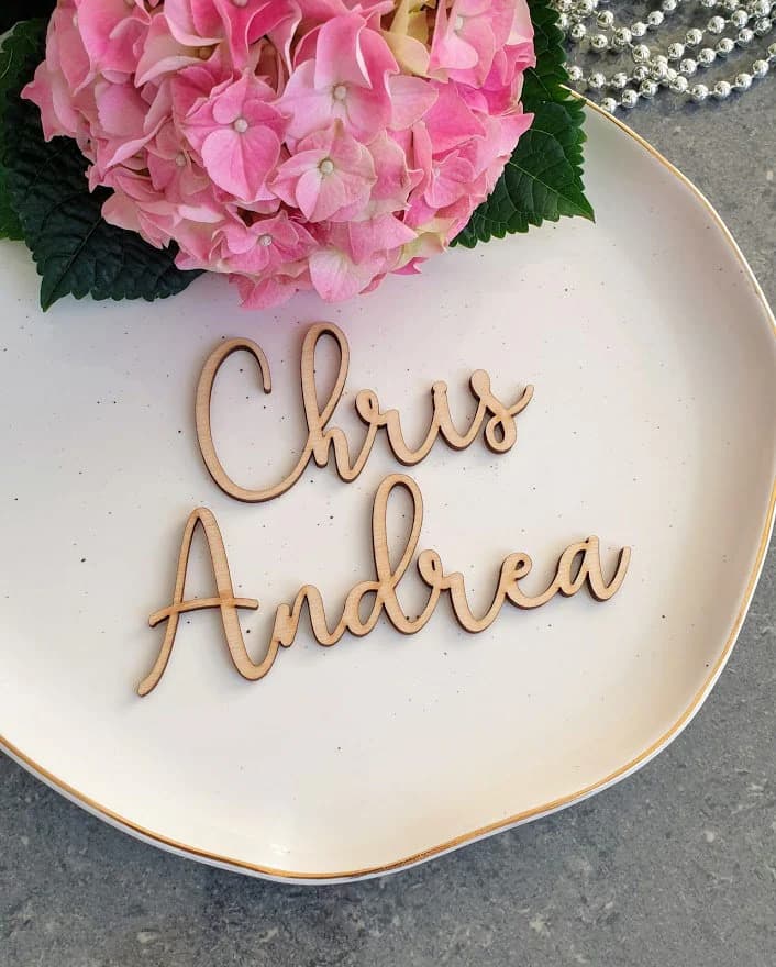 Laser Cut Names, Birthday place cards, Custom wedding place cards