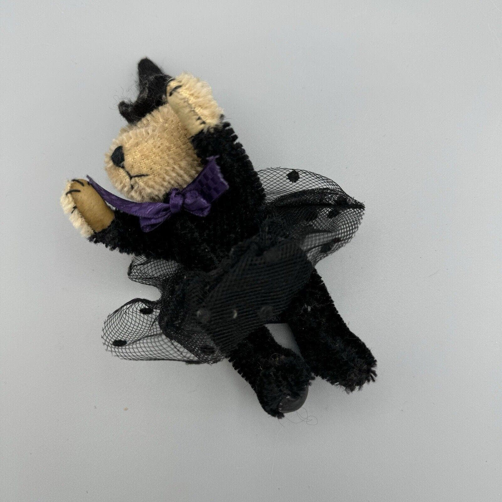 Vtg 5" Mohair Bear Boyds Coll Ltd Plush Witch Leather Paws Jointed Halloween - image 5