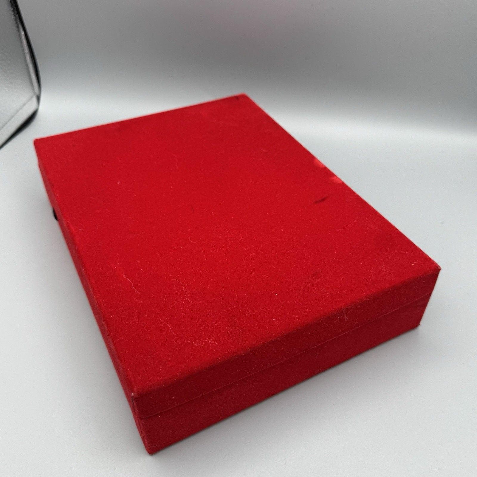 Vintage Red Velvet Jewelry Box Vanity Glam Storage and Organization Travel 10.5" - image 2