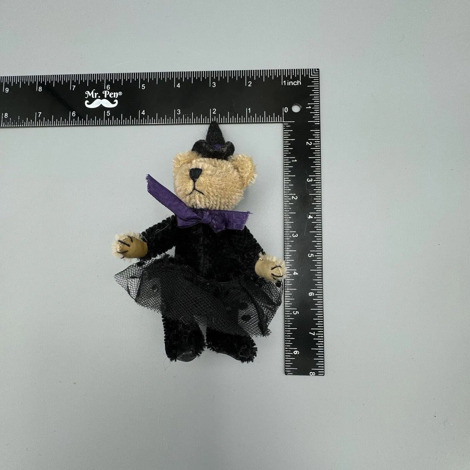 Vtg 5" Mohair Bear Boyds Coll Ltd Plush Witch Leather Paws Jointed Halloween - image 3