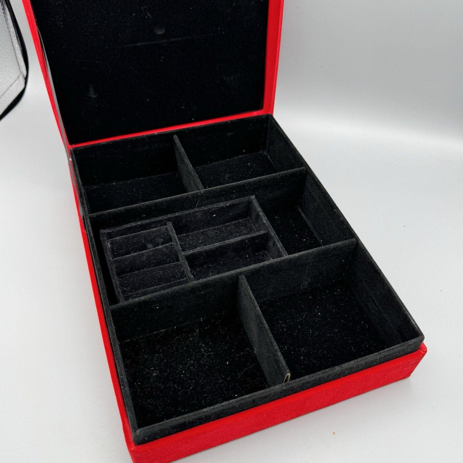 Vintage Red Velvet Jewelry Box Vanity Glam Storage and Organization Travel 10.5" - image 3