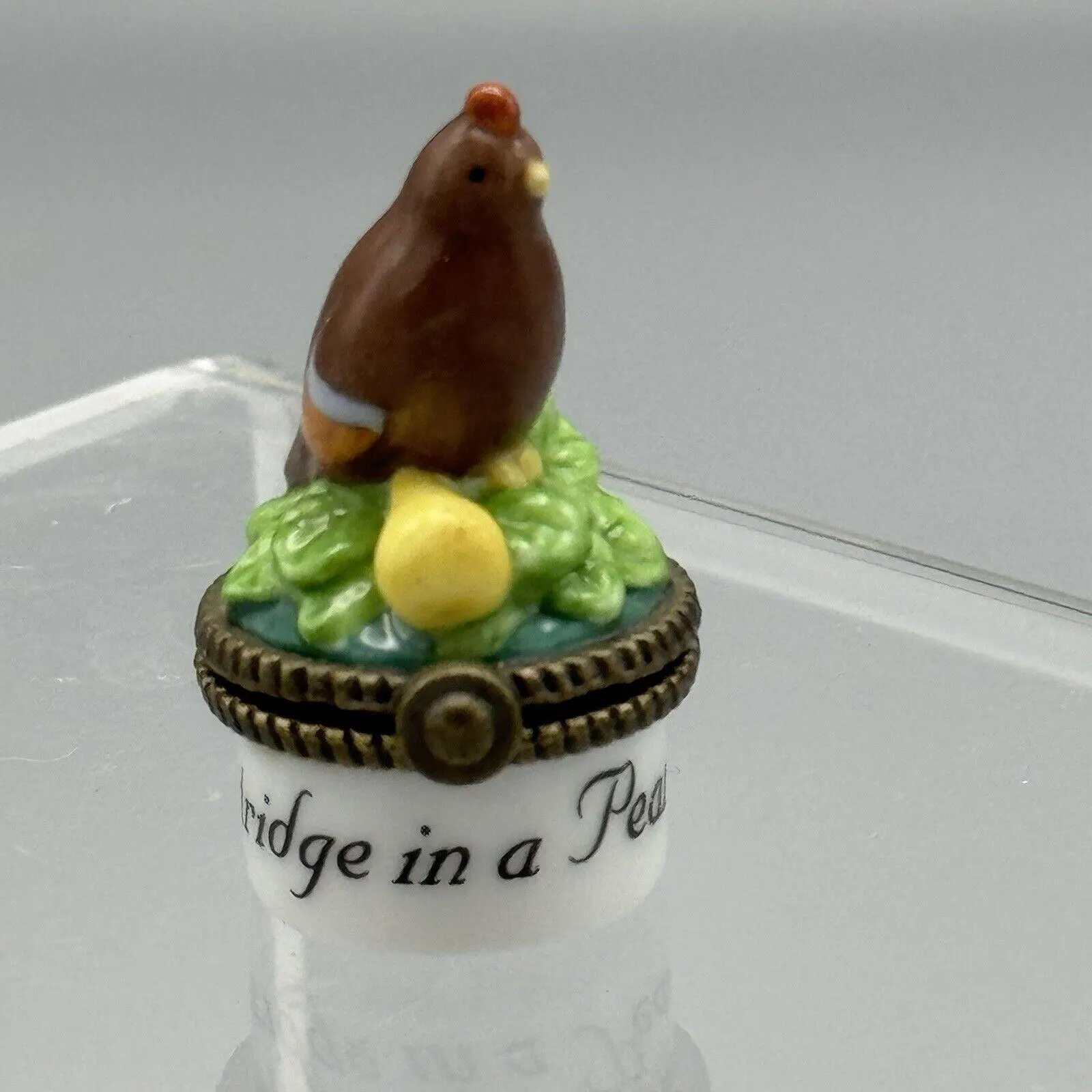 Vtg PHB Midwest of Cannon Falls Partridge in a Pear Tree Mini Hinged Trinket Box