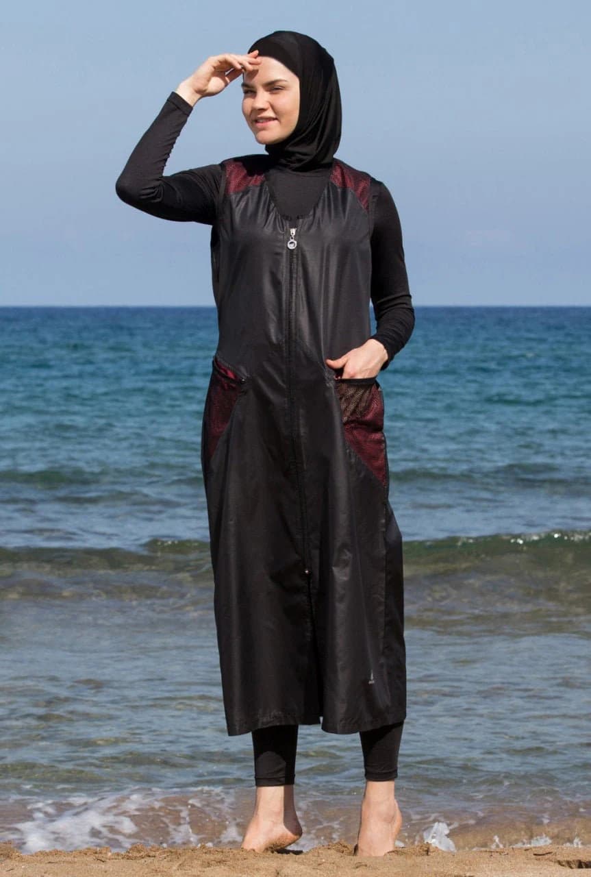 Adabkini Sila Muslim 5-piece Long Swimsuit Islamic Full Cover Modest Swimwear Beachwear Bathingsuit