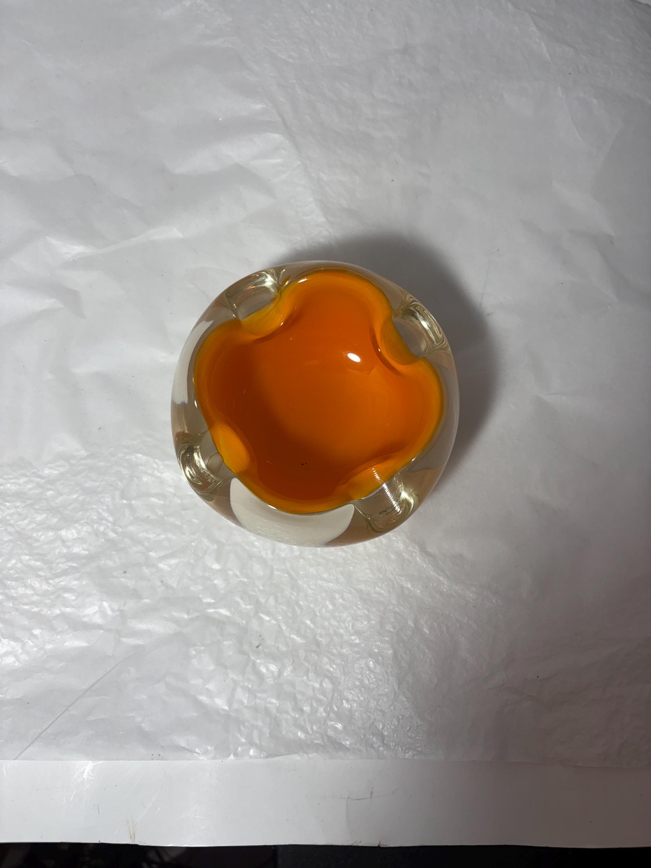 Vintage Orange and White Murano Glass Dish | Home Decor - image 3