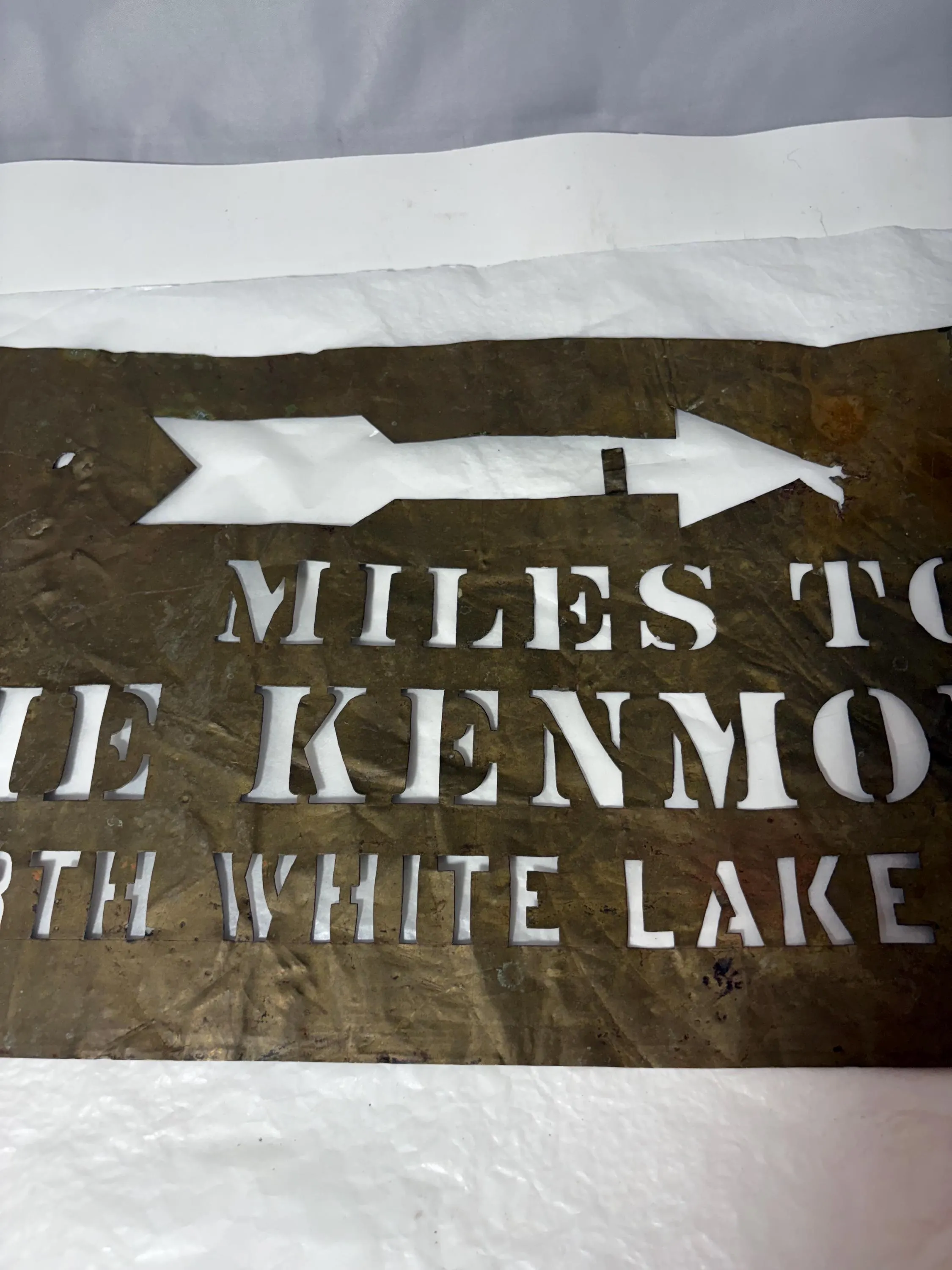 an original antique brass roadside sign for The Kenmore Resort in North White Lake, NY - image 3