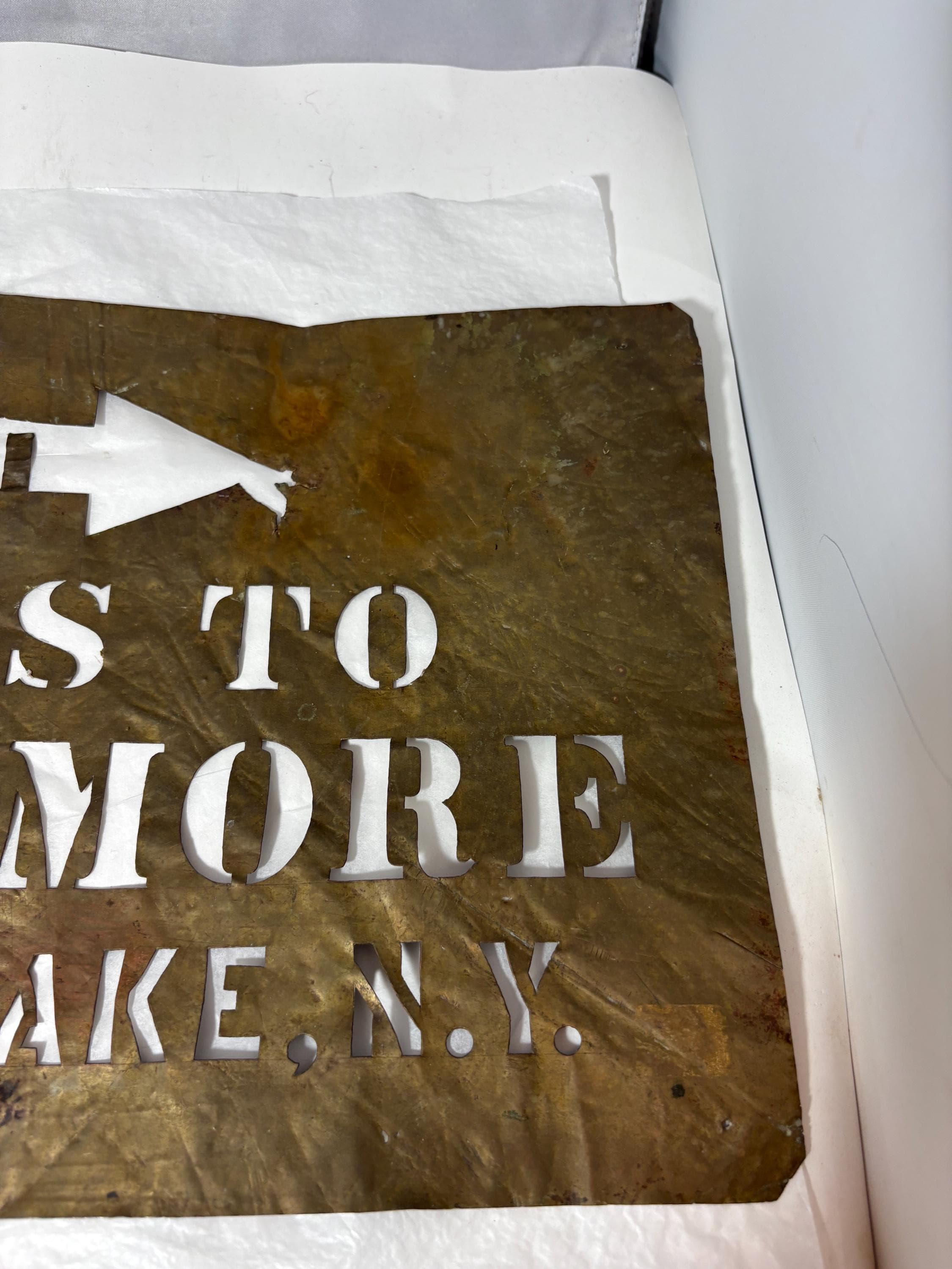 an original antique brass roadside sign for The Kenmore Resort in North White Lake, NY - image 4