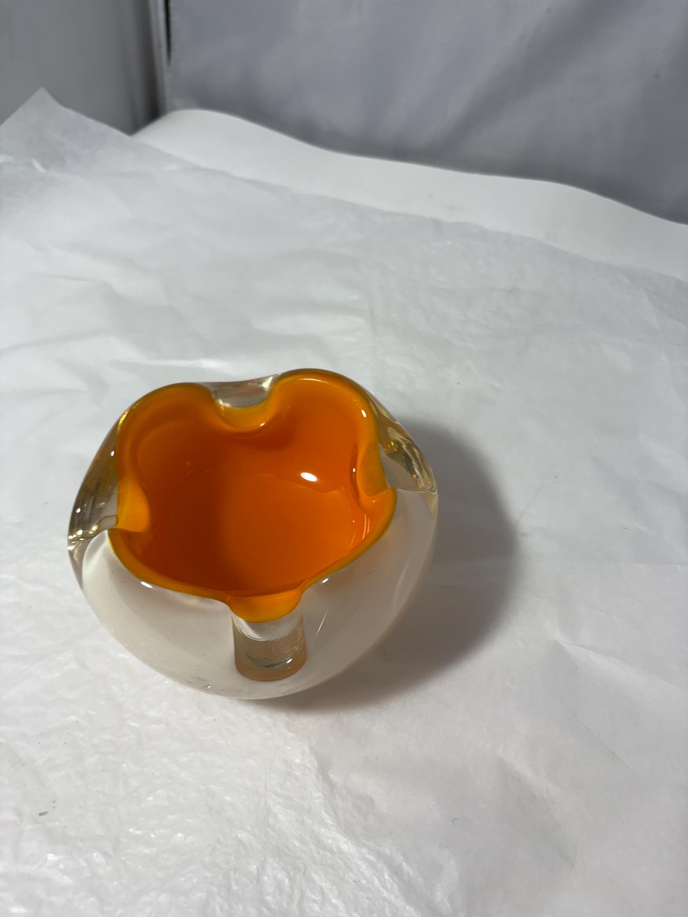 Vintage Orange and White Murano Glass Dish | Home Decor - image 5
