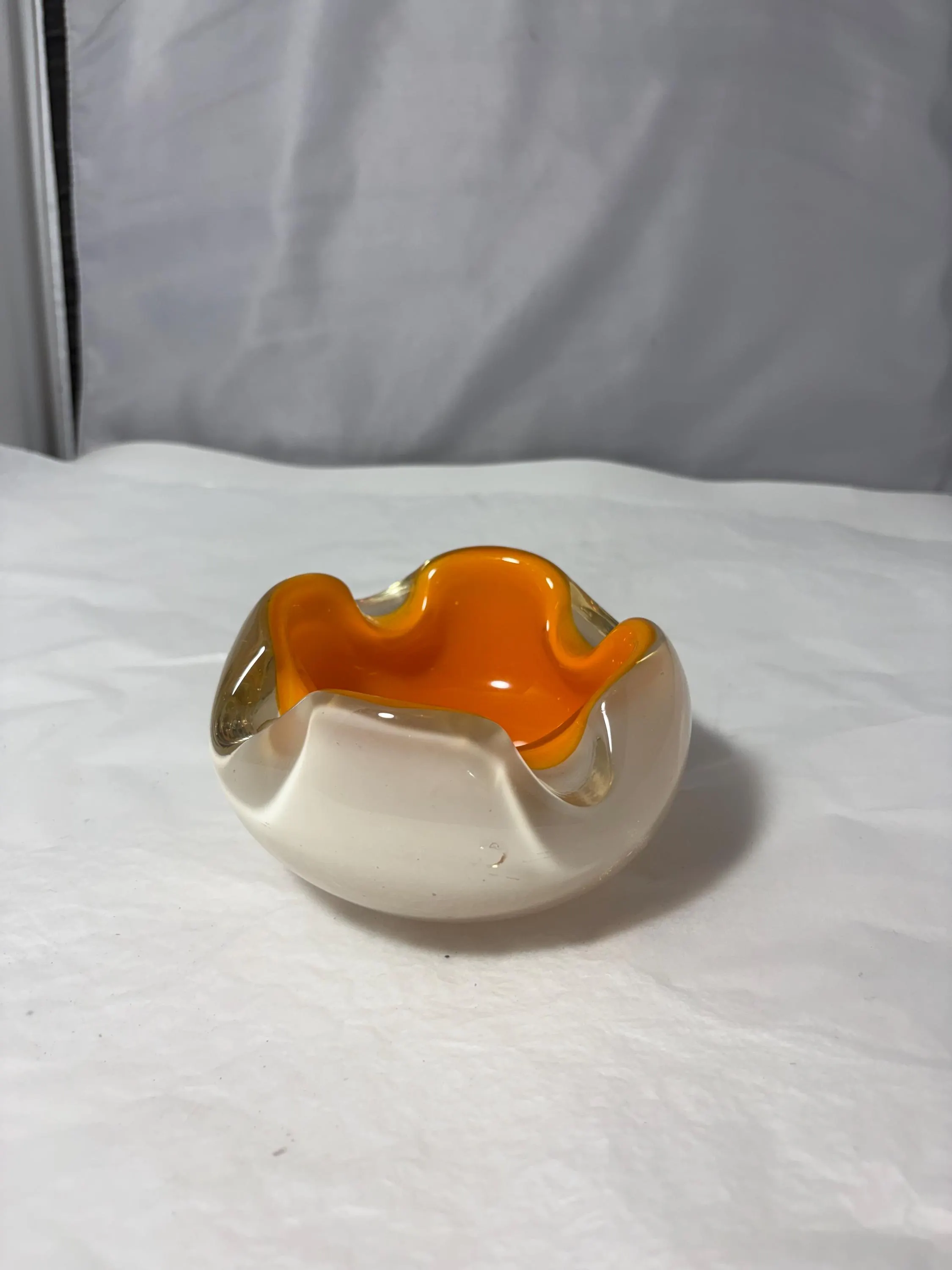 Vintage Orange and White Murano Glass Dish | Home Decor - image 4