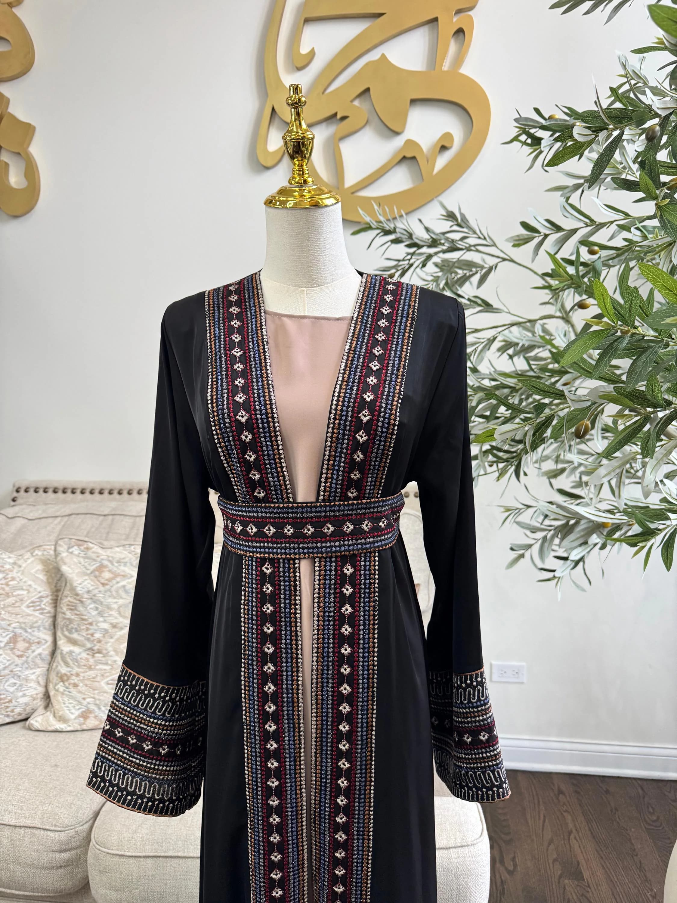 3 pcs multi colors embellished Islamic modest Open Abaya