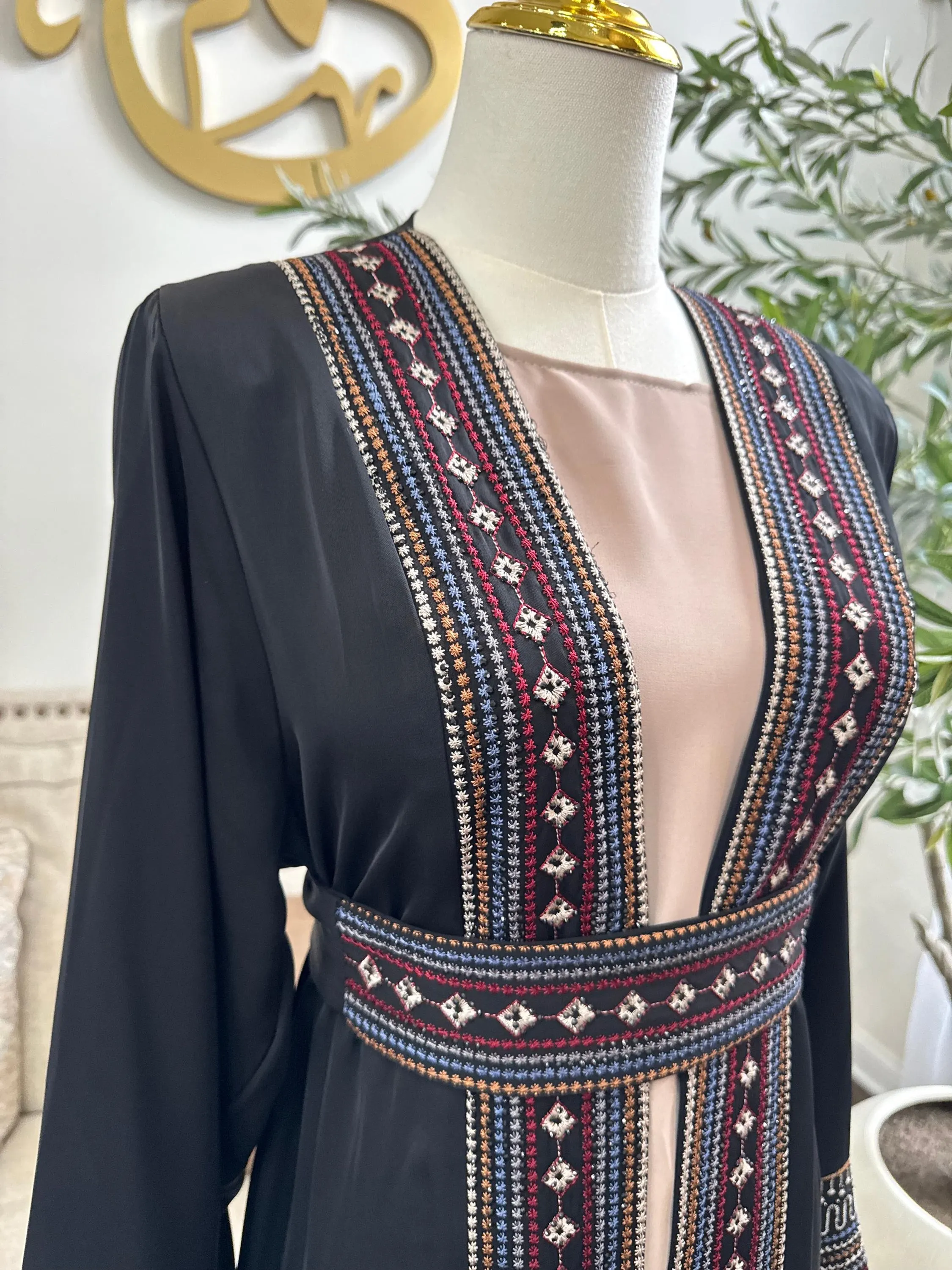 3 pcs multi colors embellished Islamic modest Open Abaya