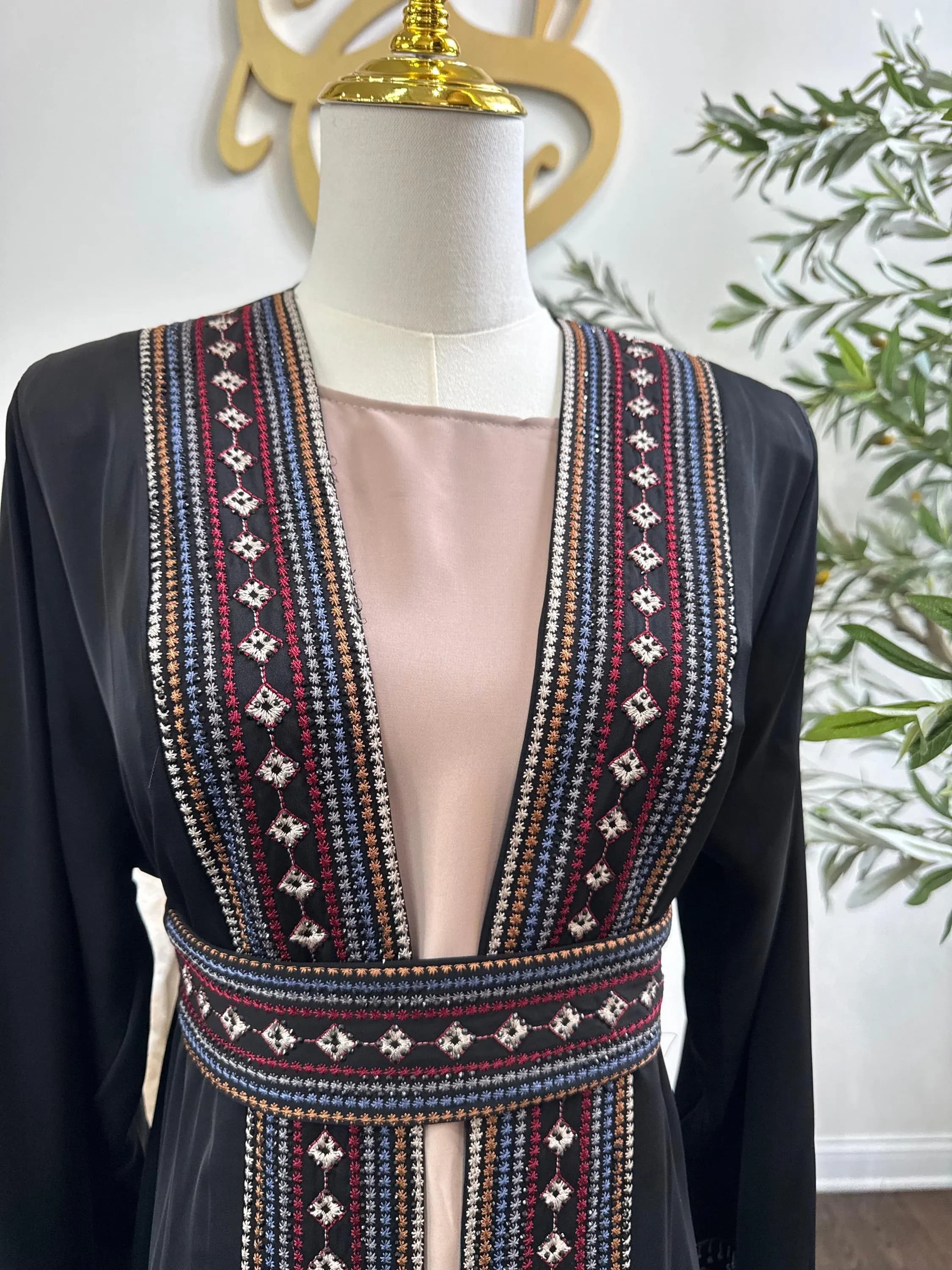 3 pcs multi colors embellished Islamic modest Open Abaya