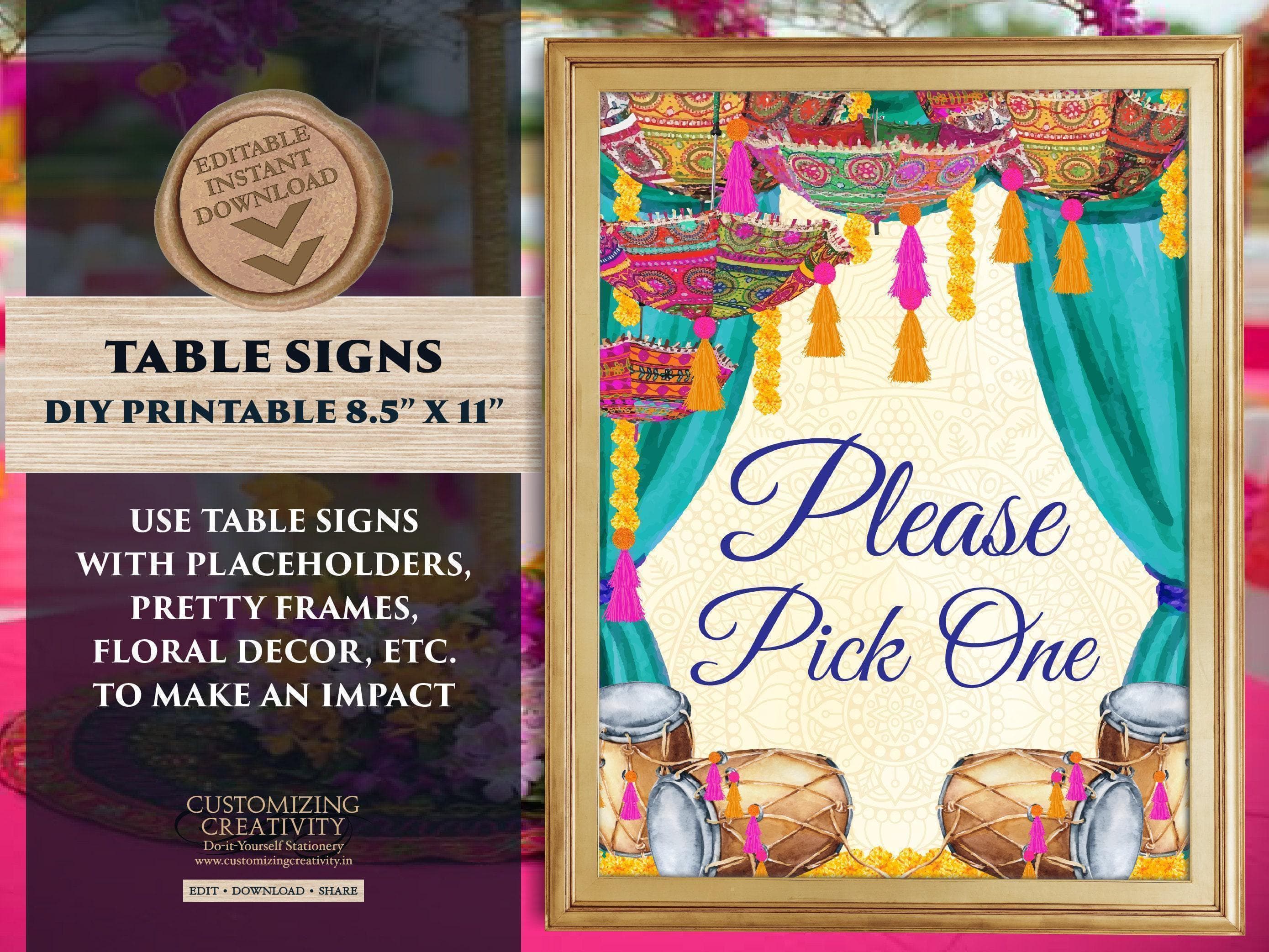 Mehndi Station Sign: Indian Wedding Decor (Digital Download)