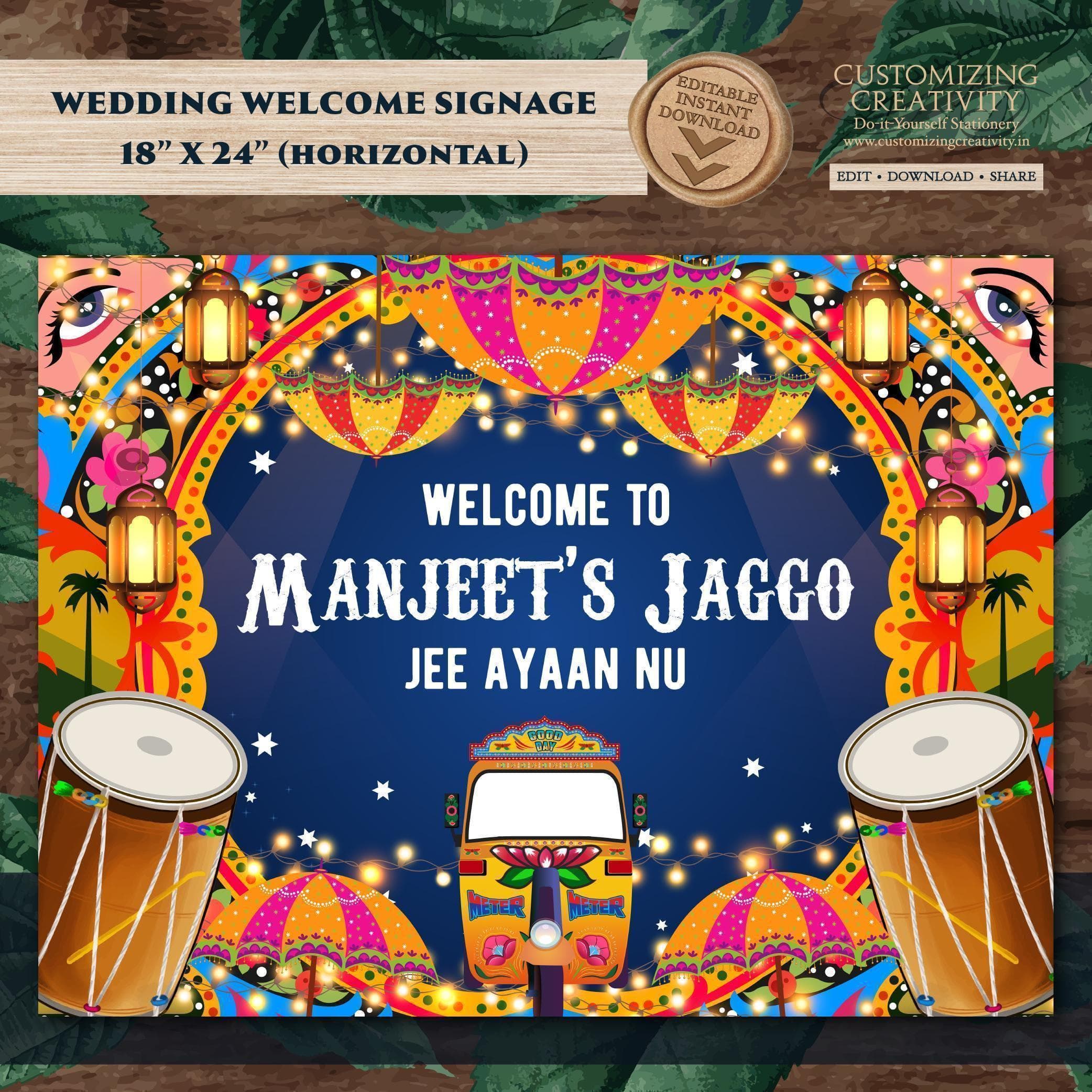 Jaggo Welcome signs Sade Munde da Viah, Jago signs as Jago poster, Jago Welcome Signs as Jago signs, Punjabi Jaggo signs as Jaggo party sign