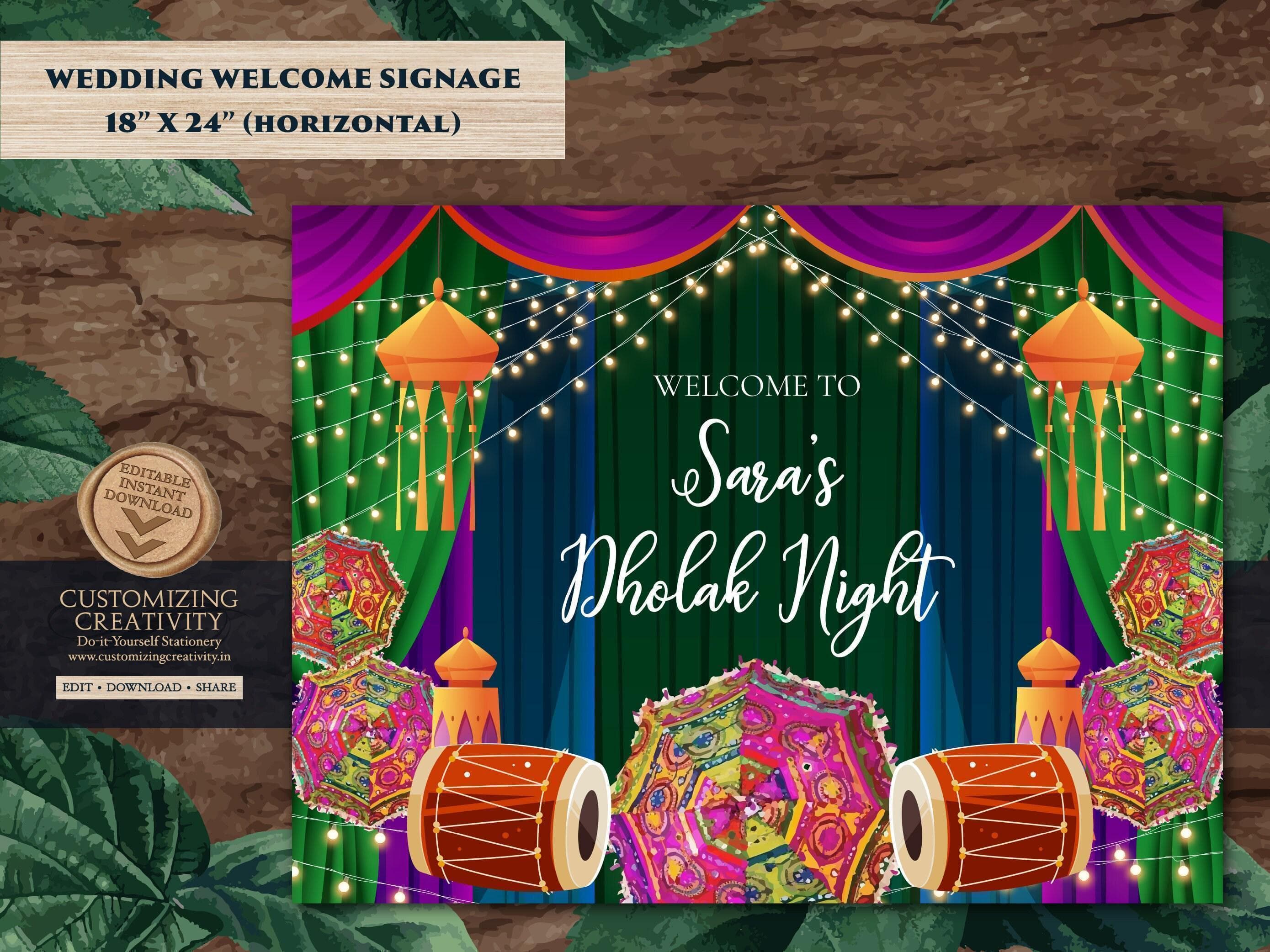Dholki Welcome Sign: Punjabi Muslim Wedding Decor (Digital Download) - image 3