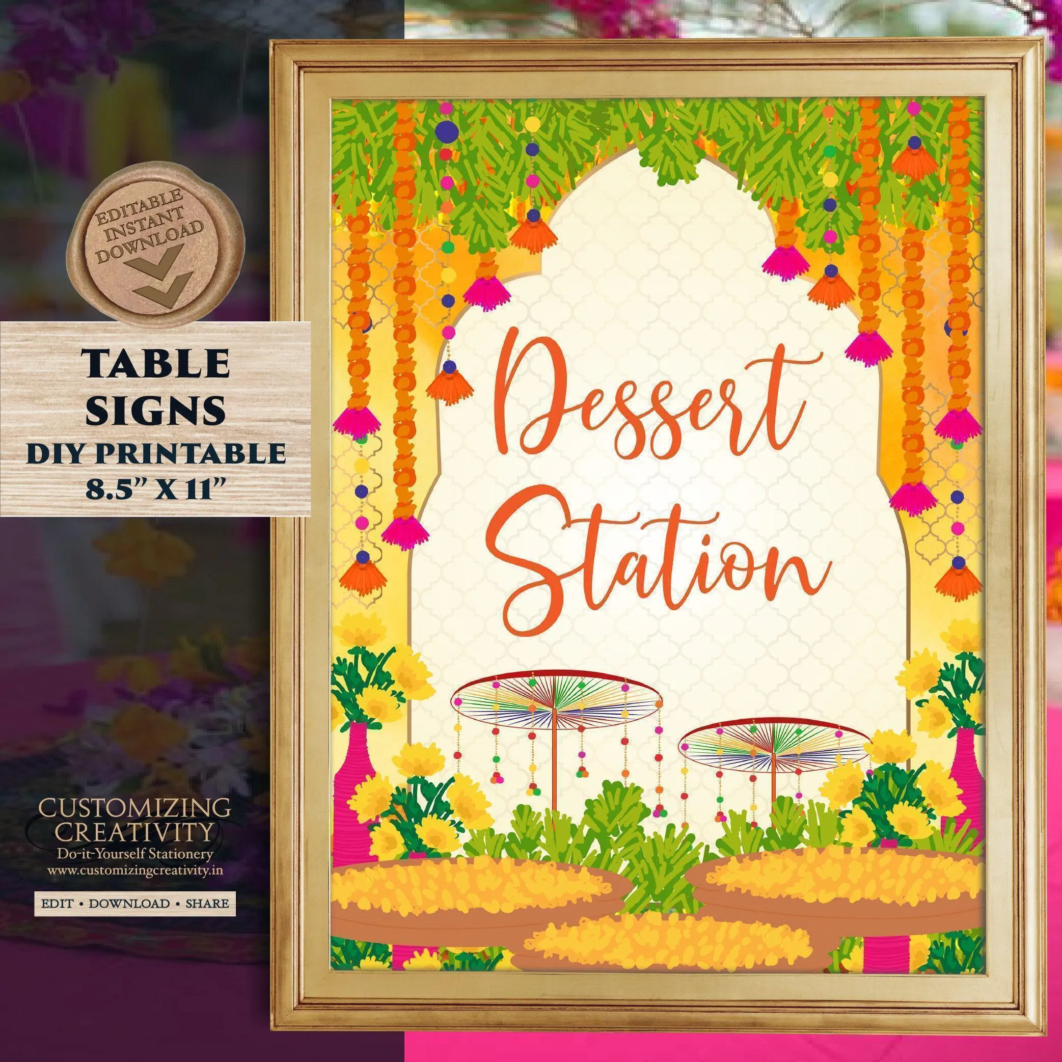 Indian Wedding Food Station Sign: Mehndi Decor (Digital Download)