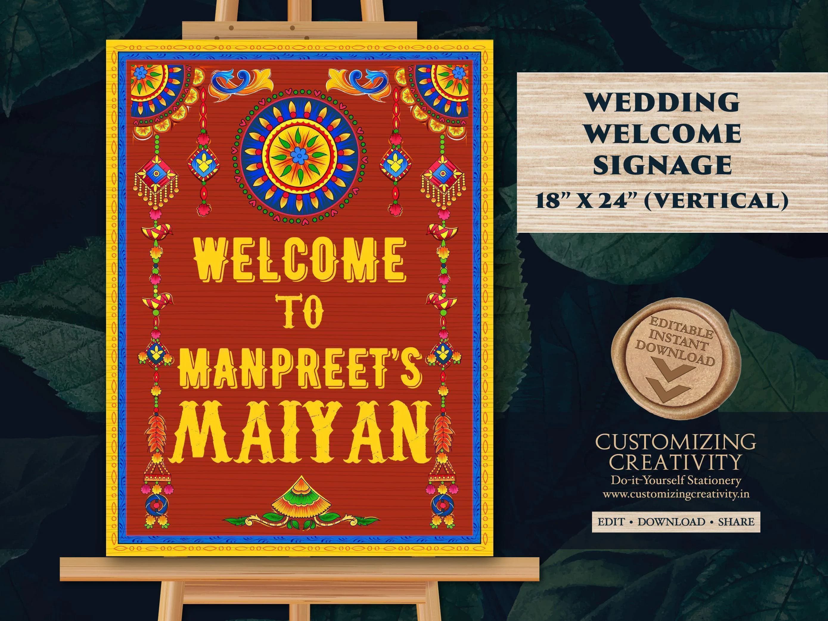 Bollywood Truck Art Welcome Sign: Punjabi Wedding Decor (Digital Download)