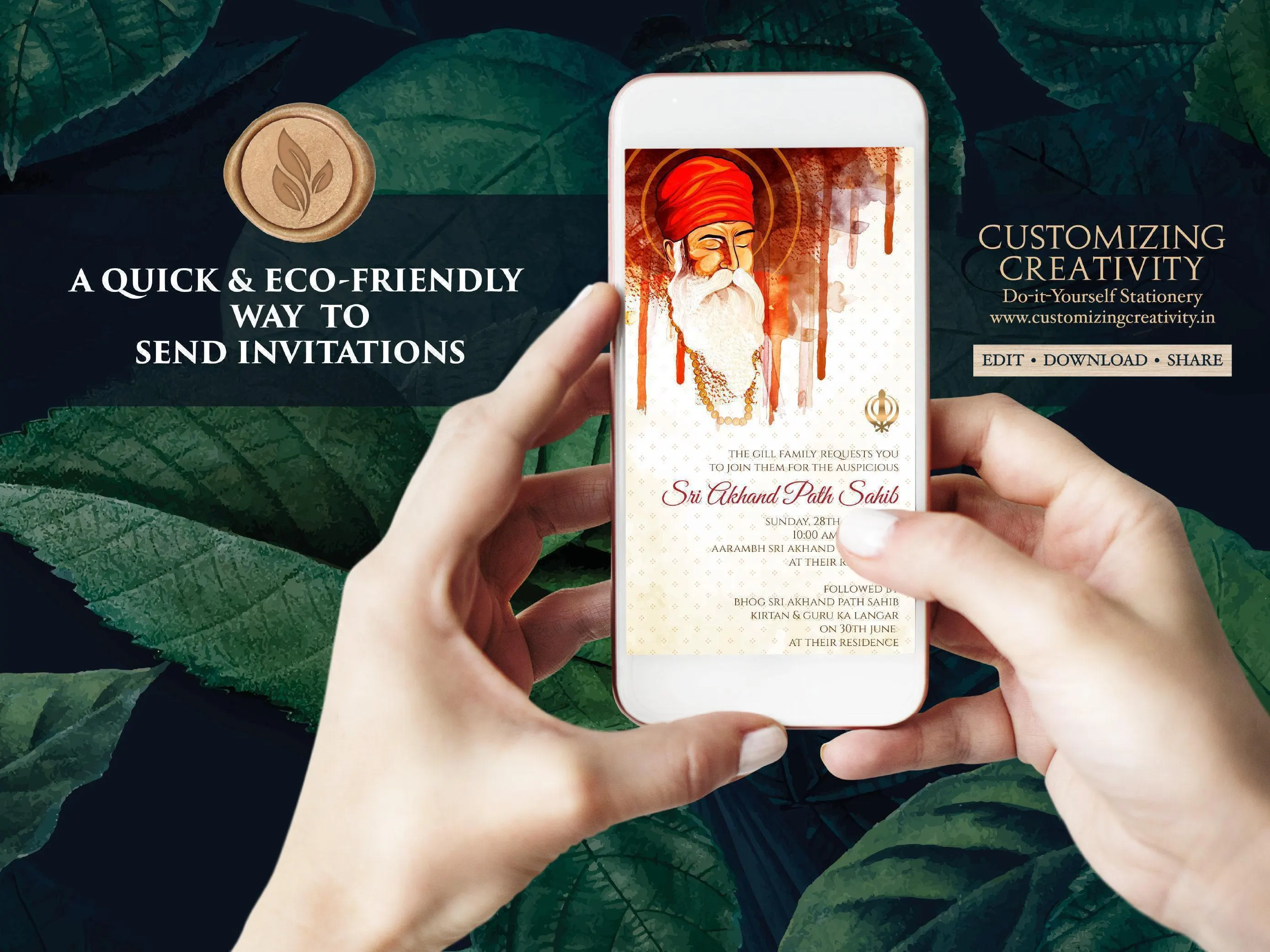 Digital Akhand Path Invitation: Sikh Card Template (Digital Download) - image 5