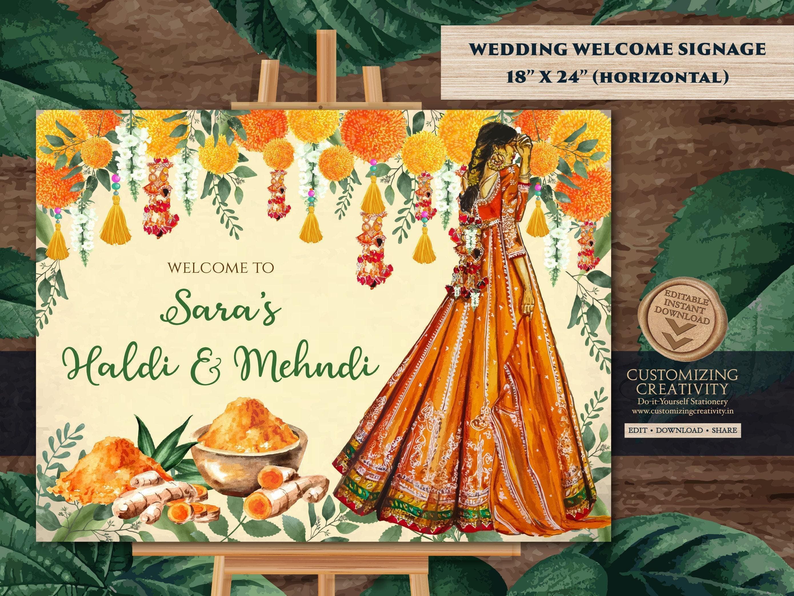 Haldi Welcome Sign: Indian Wedding Decor (Digital Download)