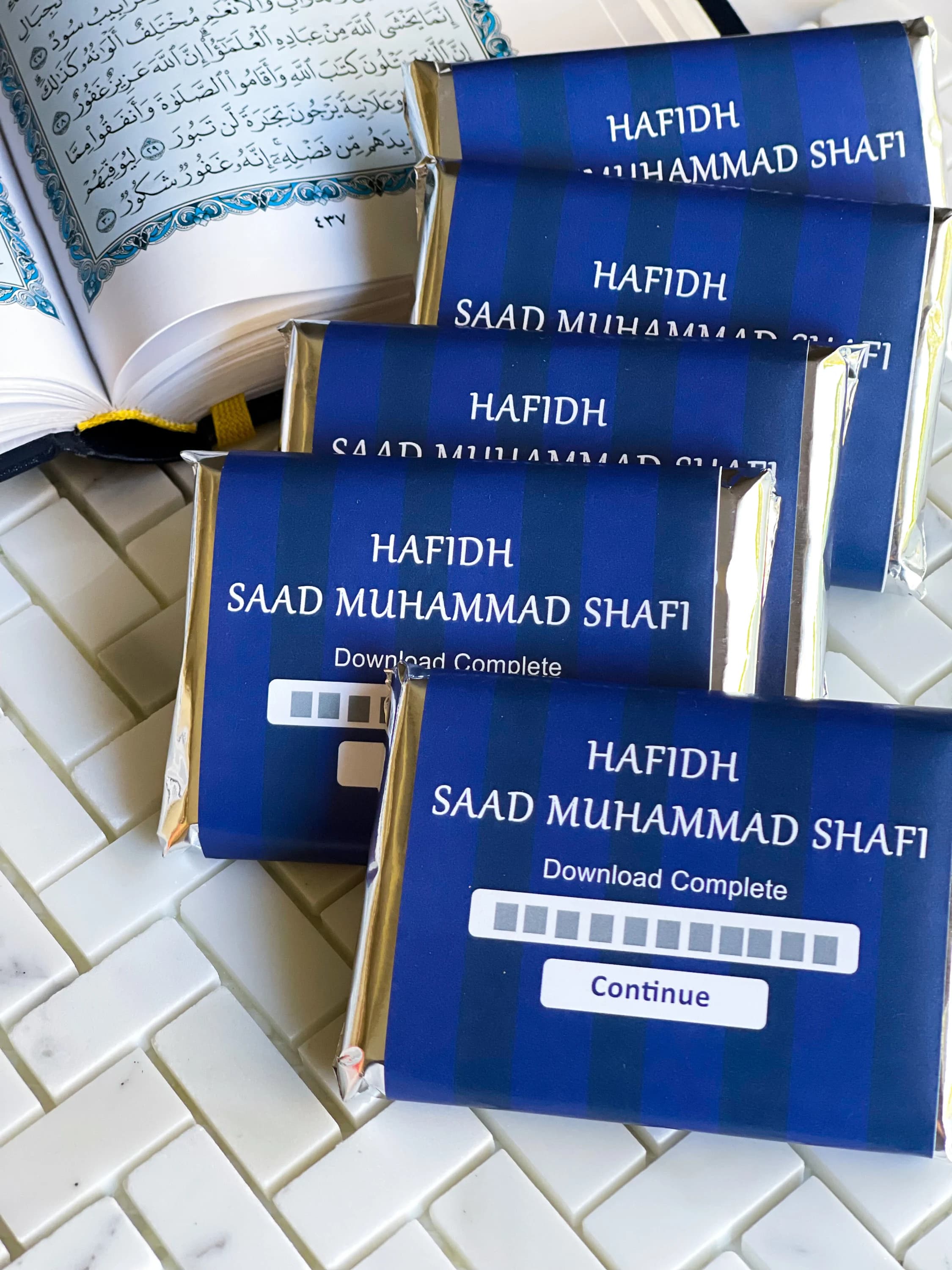 Hafiz gift, Quran favors, Hafiza, hafidh, hafidha, ameen, personalized candy bar wrappers, bismillah, Muslim gifts, islamic gifts, 24 ct.