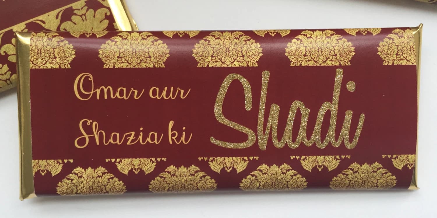 Indian wedding favor, maroon, gold damask, Pakistani wedding, red and gold, Muslim wedding, personalized wedding favors, personalized candy - image 5