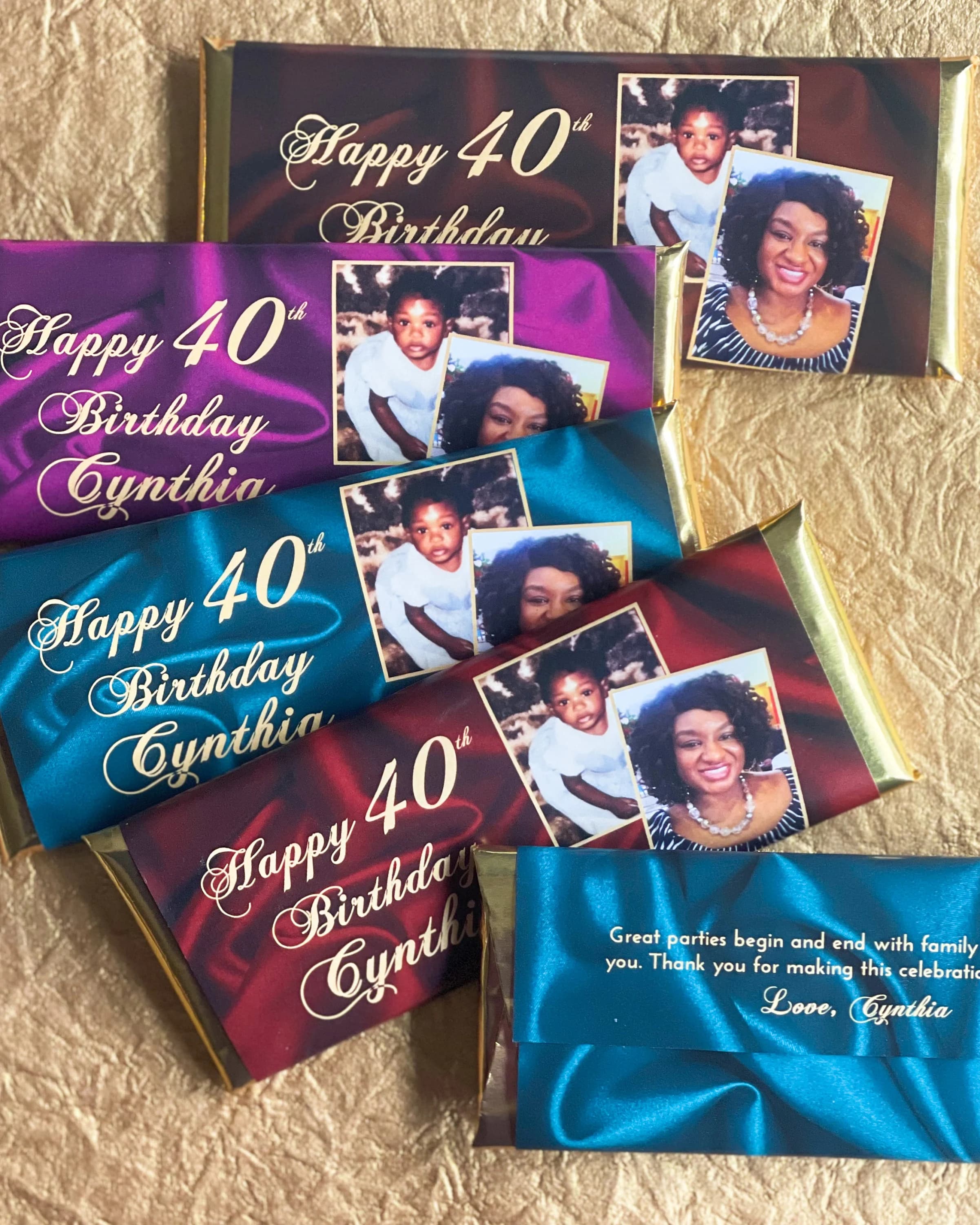 Personalized 50th birthday favors, photo favors, 40th birthday party candy wrappers, milestone birthday favors, 40th birthday favors