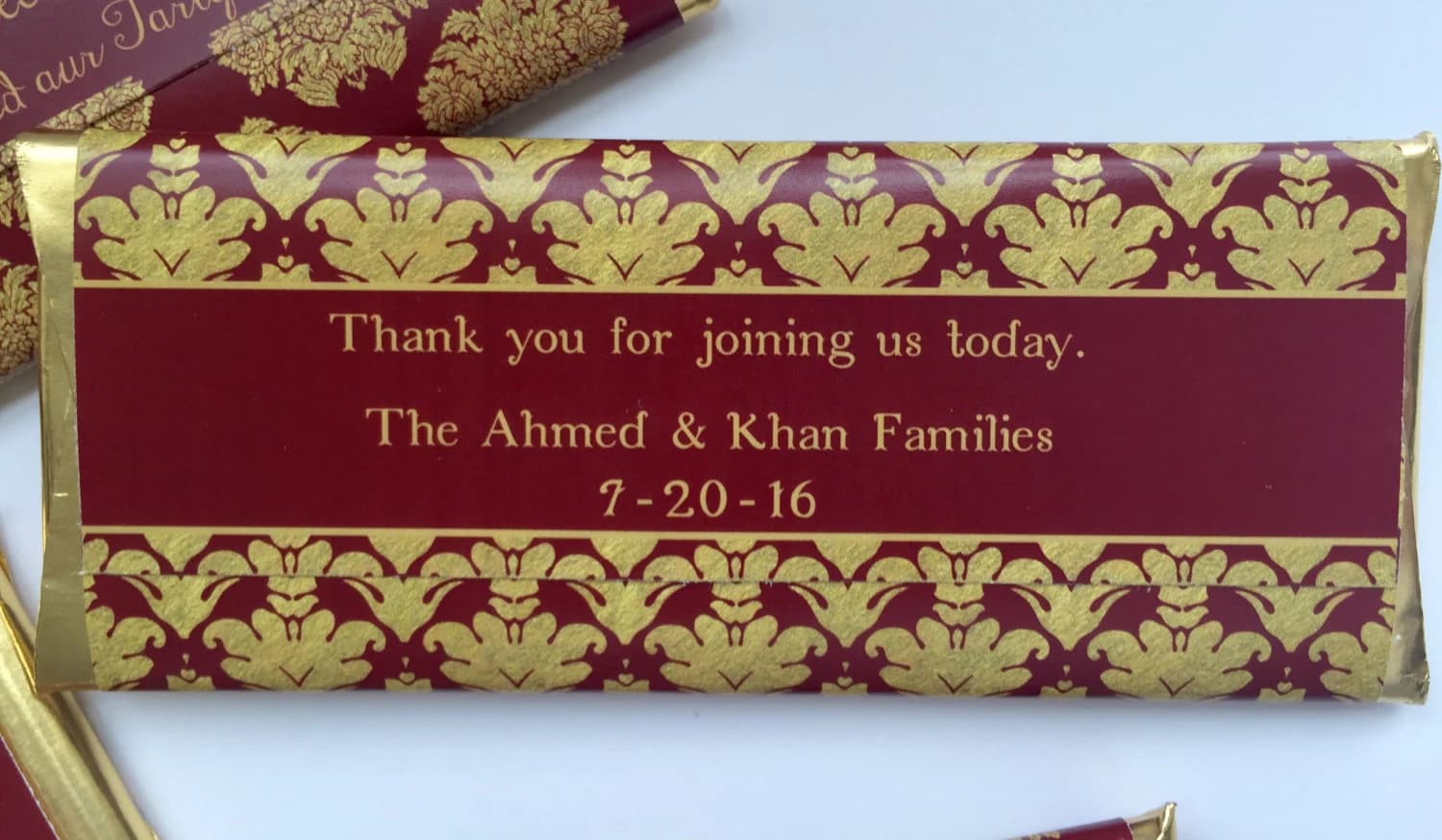 Indian wedding favor, maroon, gold damask, Pakistani wedding, red and gold, Muslim wedding, personalized wedding favors, personalized candy - image 4