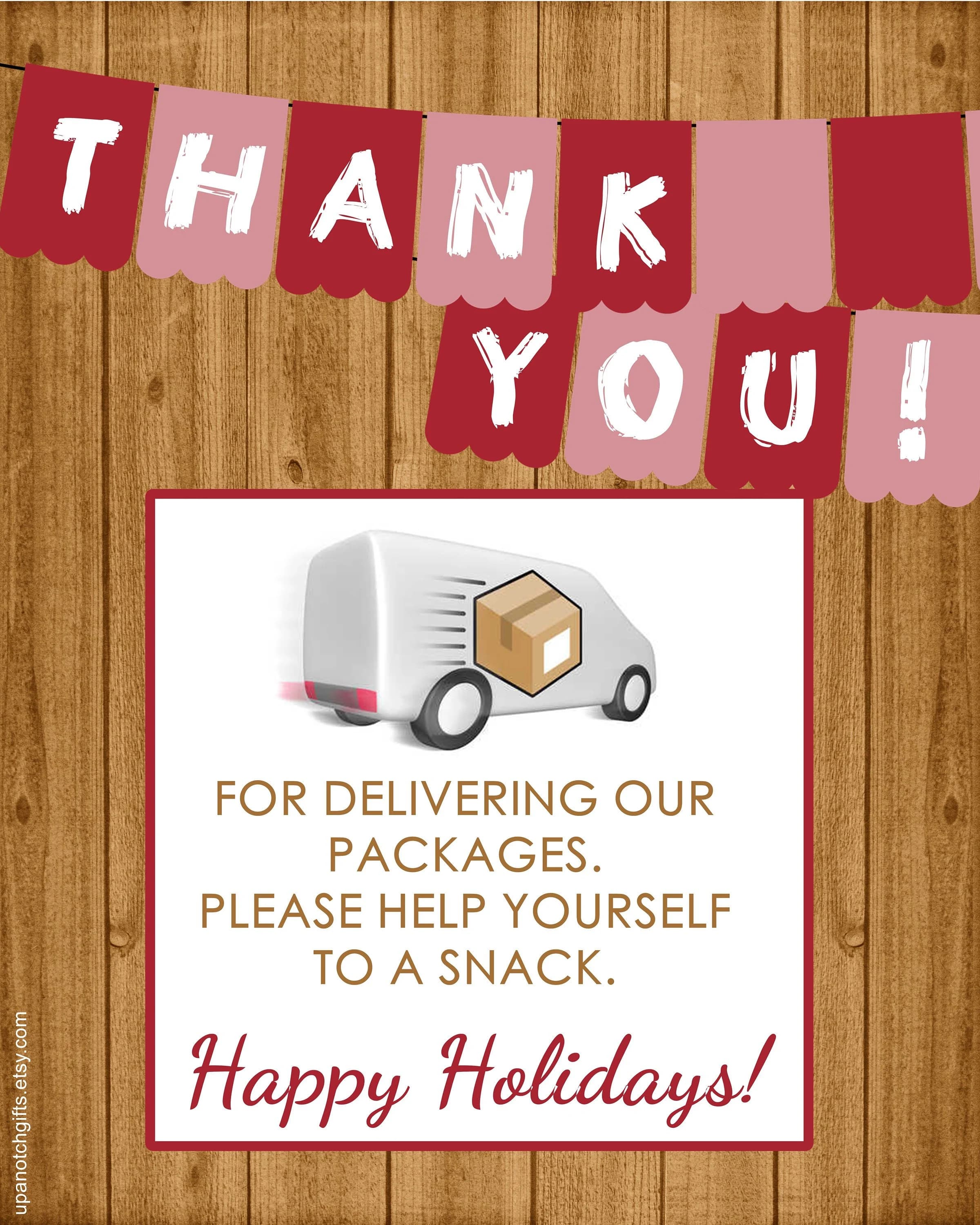 Instant Download to thank Mail Carrier, Package Delivery Thank you Sign, Thank you Mailman, Thank you delivery guy, UPS driver thanks