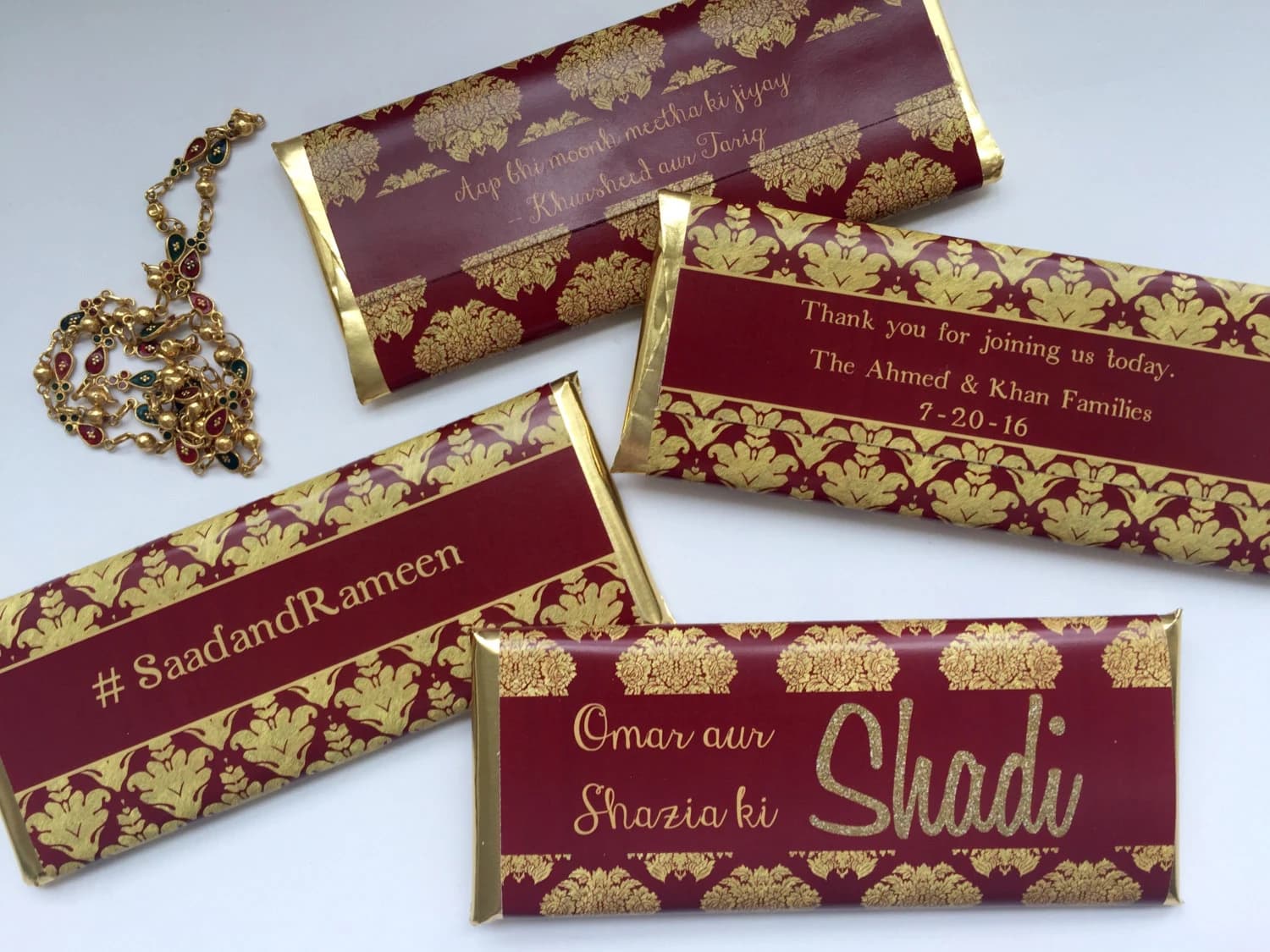 Indian wedding favor, maroon, gold damask, Pakistani wedding, red and gold, Muslim wedding, personalized wedding favors, personalized candy