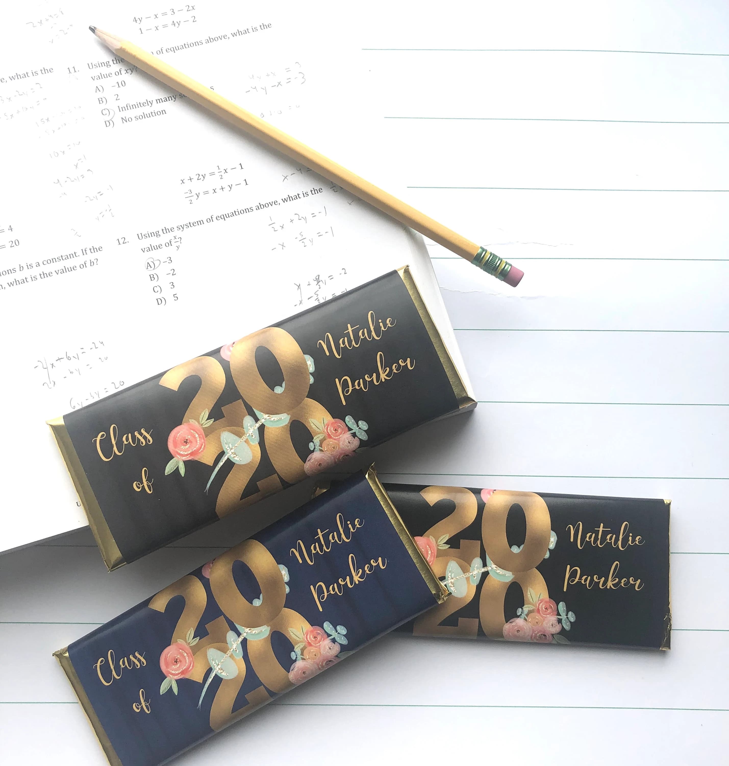 Personalized Graduation party favors, Class of 2024 favors, floral grad favors, graduation candy bar, college graduation, grad party favor - image 3