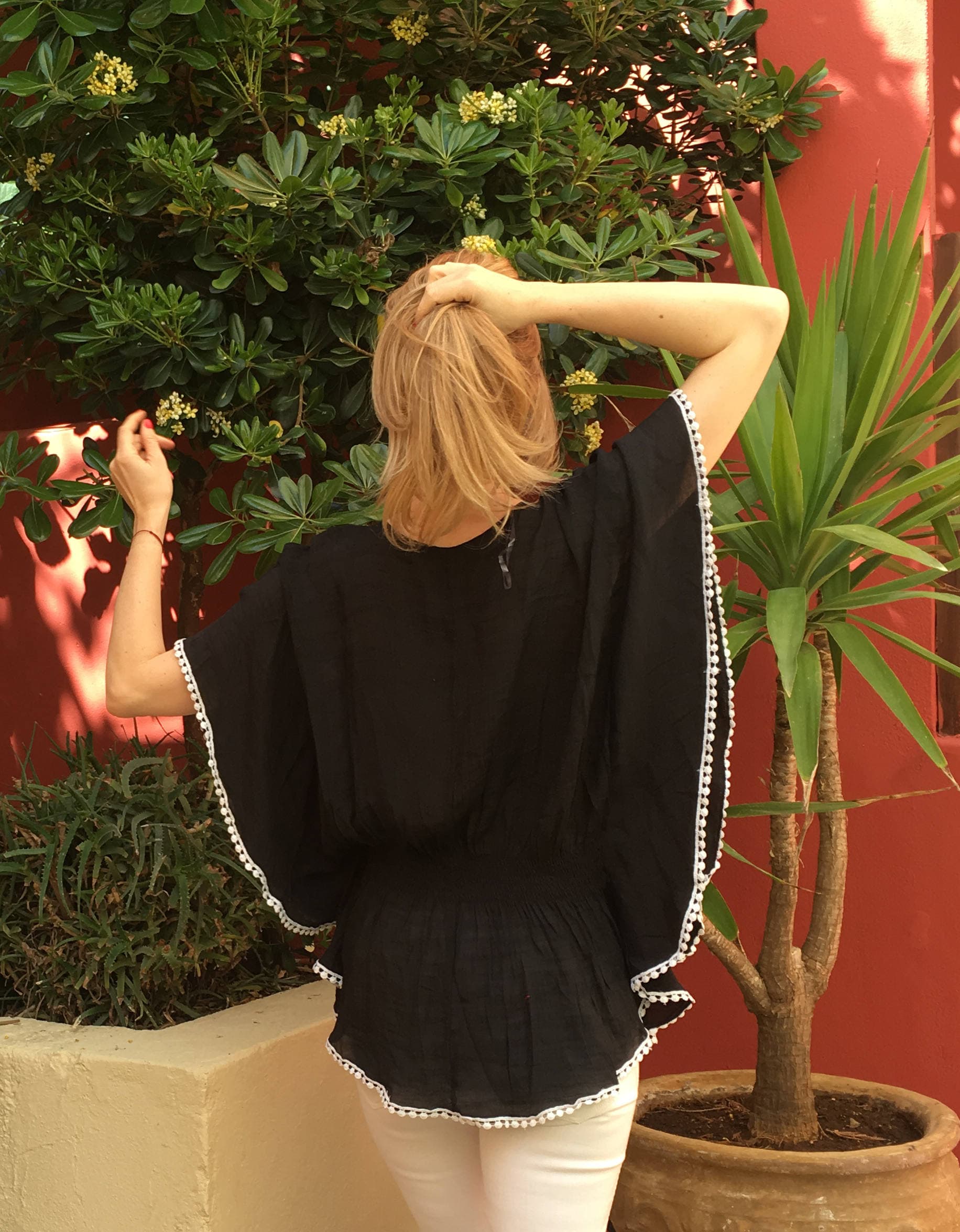 Women's Bohemian Tunic, Black Oversized Top, Boho Style Blouse, Beach Cover Up, Ethnic Loose Top, Free Delivery - image 4